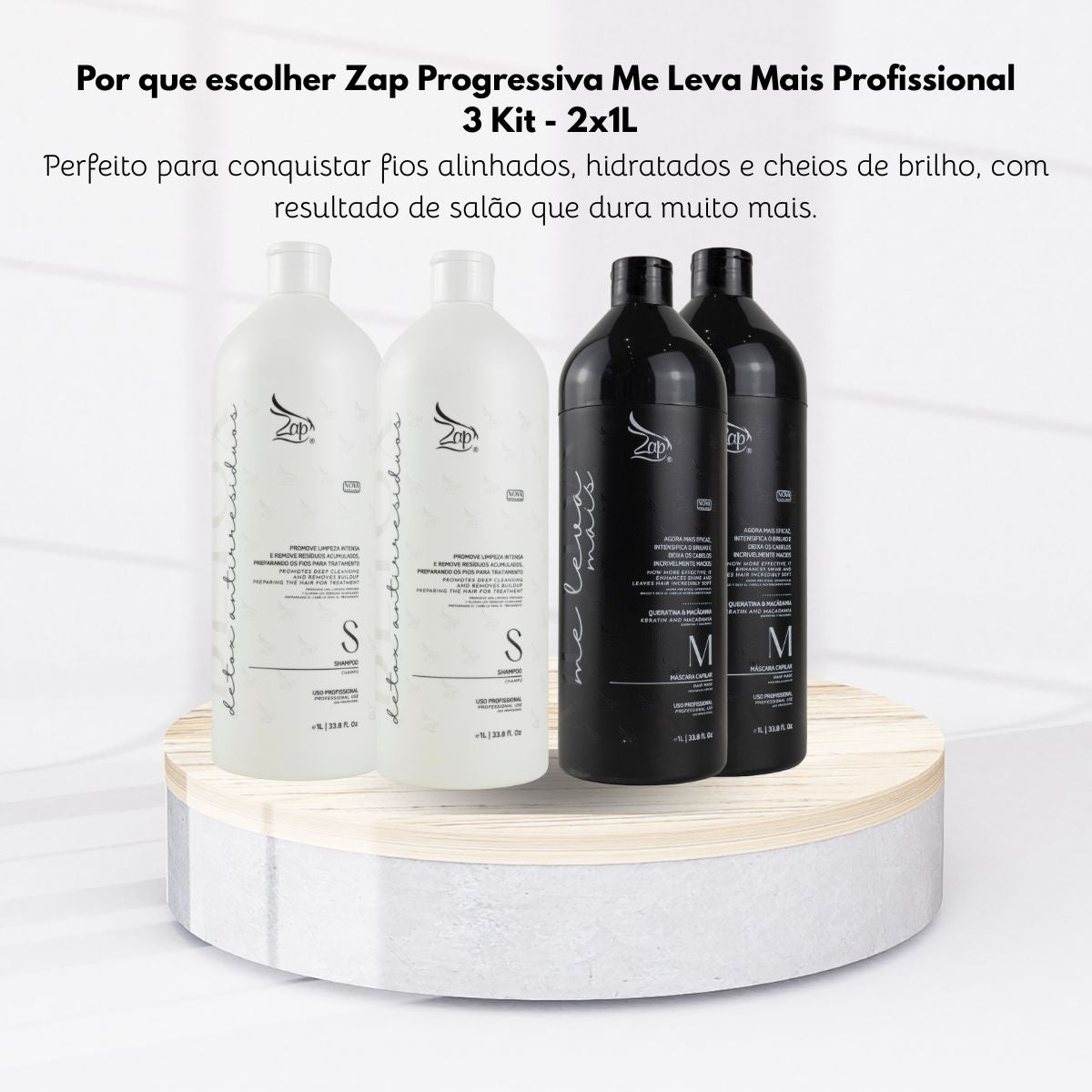 Kit Zap Me Leva+ 2 Shampoo e Máscara (2 x 1 Litro)