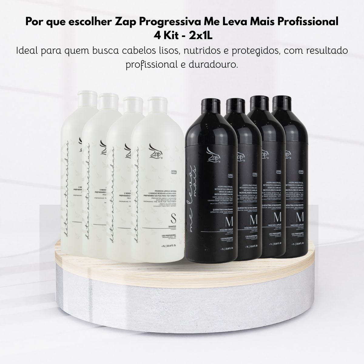 Kit Zap Me Leva+ 4 Shampoo e Máscara (2 x 1 Litro)