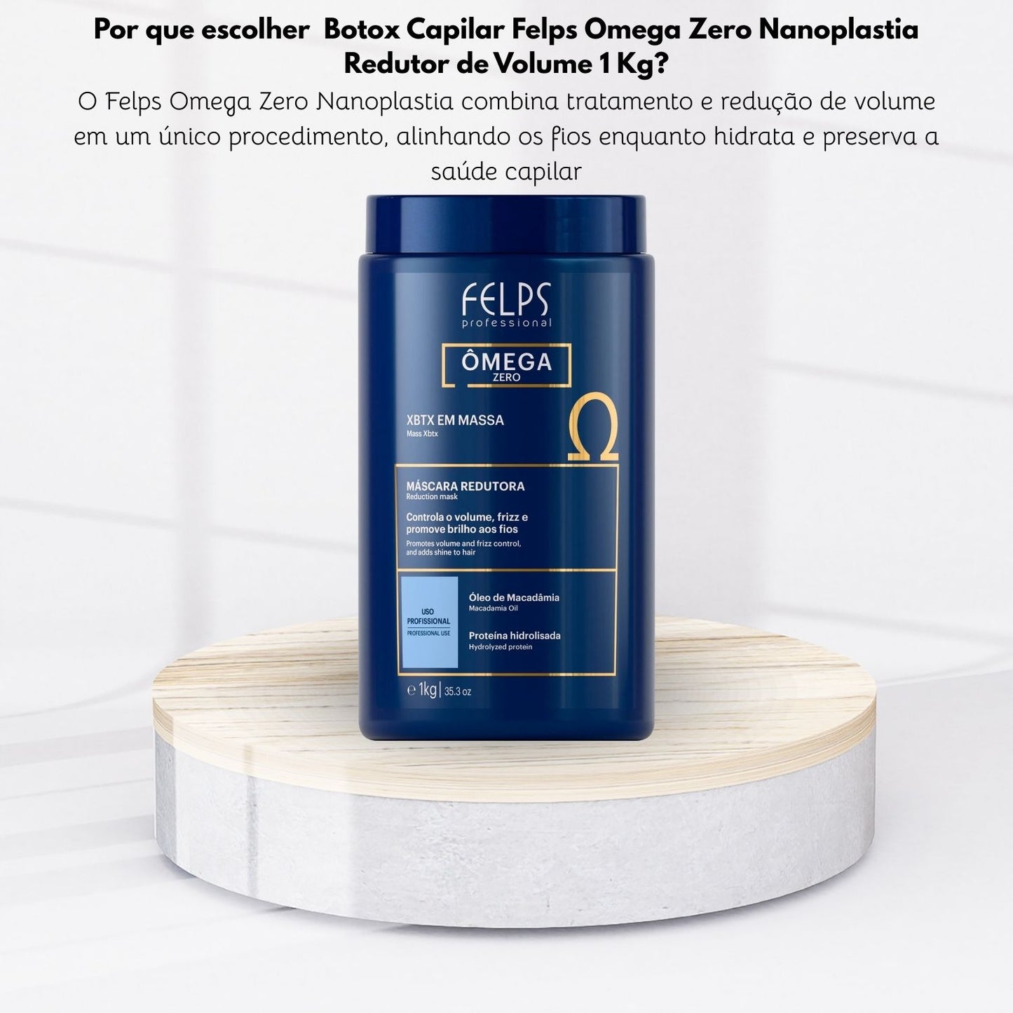 Botox Capilar Felps Omega Zero Nanoplastia Redutor de Volume 1 Kg