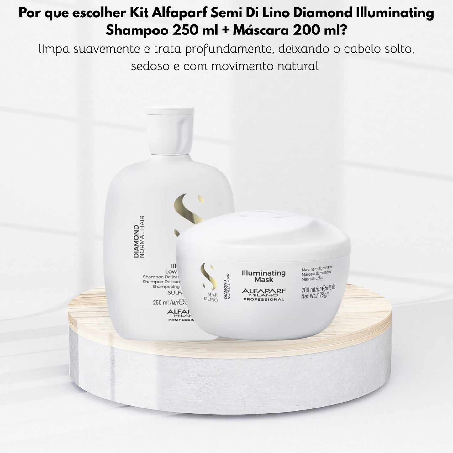 Kit Alfaparf Semi Di Lino Diamond Illuminating Shampoo 250 ml + Máscara 200 ml