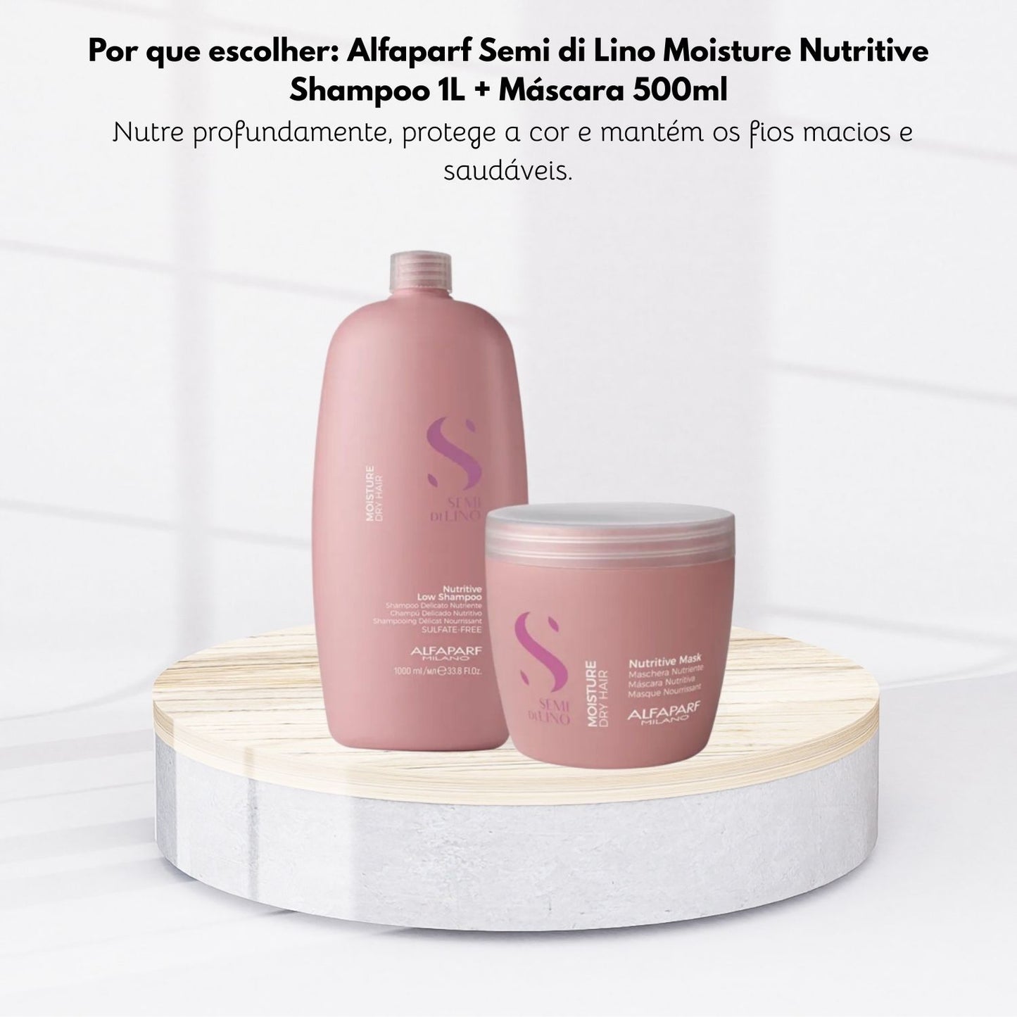 Kit Alfaparf Semi di Lino Moisture Nutritive Shampoo 1 Litro + Máscara 500 ml