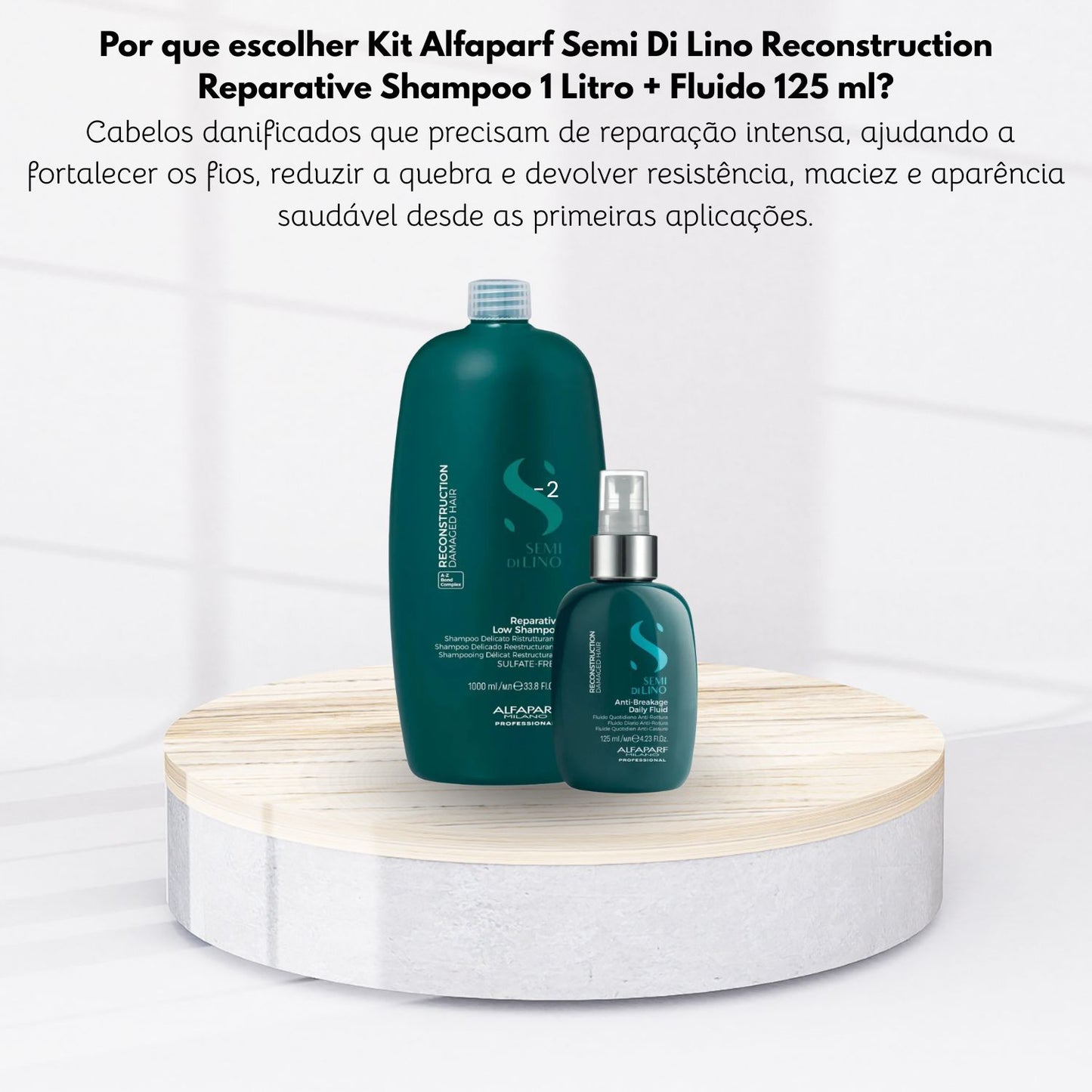 Kit Alfaparf Semi Di Lino Reconstruction Reparative Shampoo 1 Litro + Fluido 125 ml