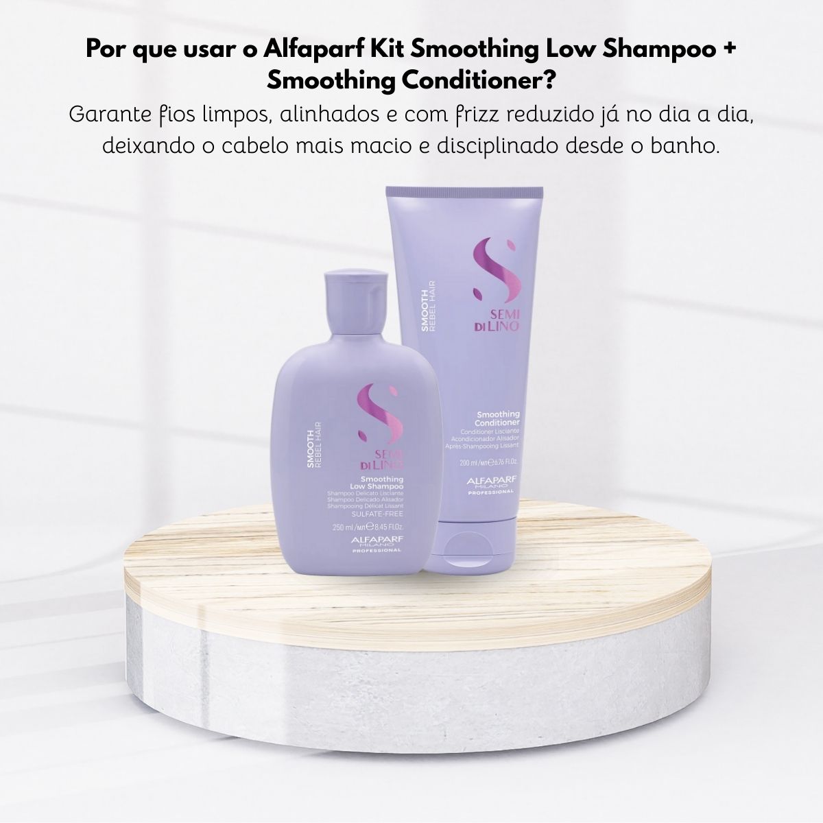 Kit Alfaparf Semi Di Lino Smoothing Rebel Hair Shampoo 250 ml + Condicionador 200 ml