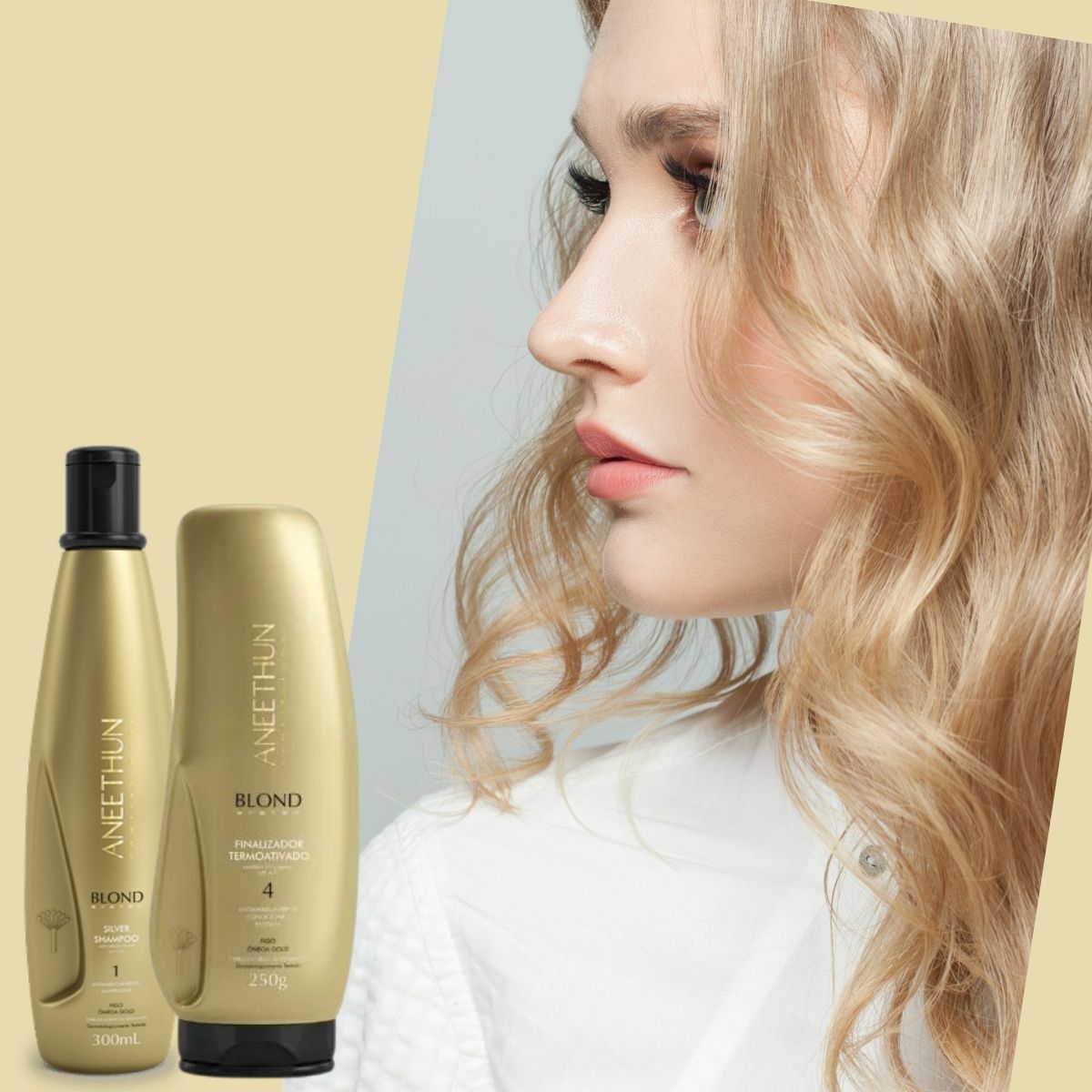 Kit Aneethun Blond Shampoo Silver 300 ml + Finalizador Termoativado 250 g