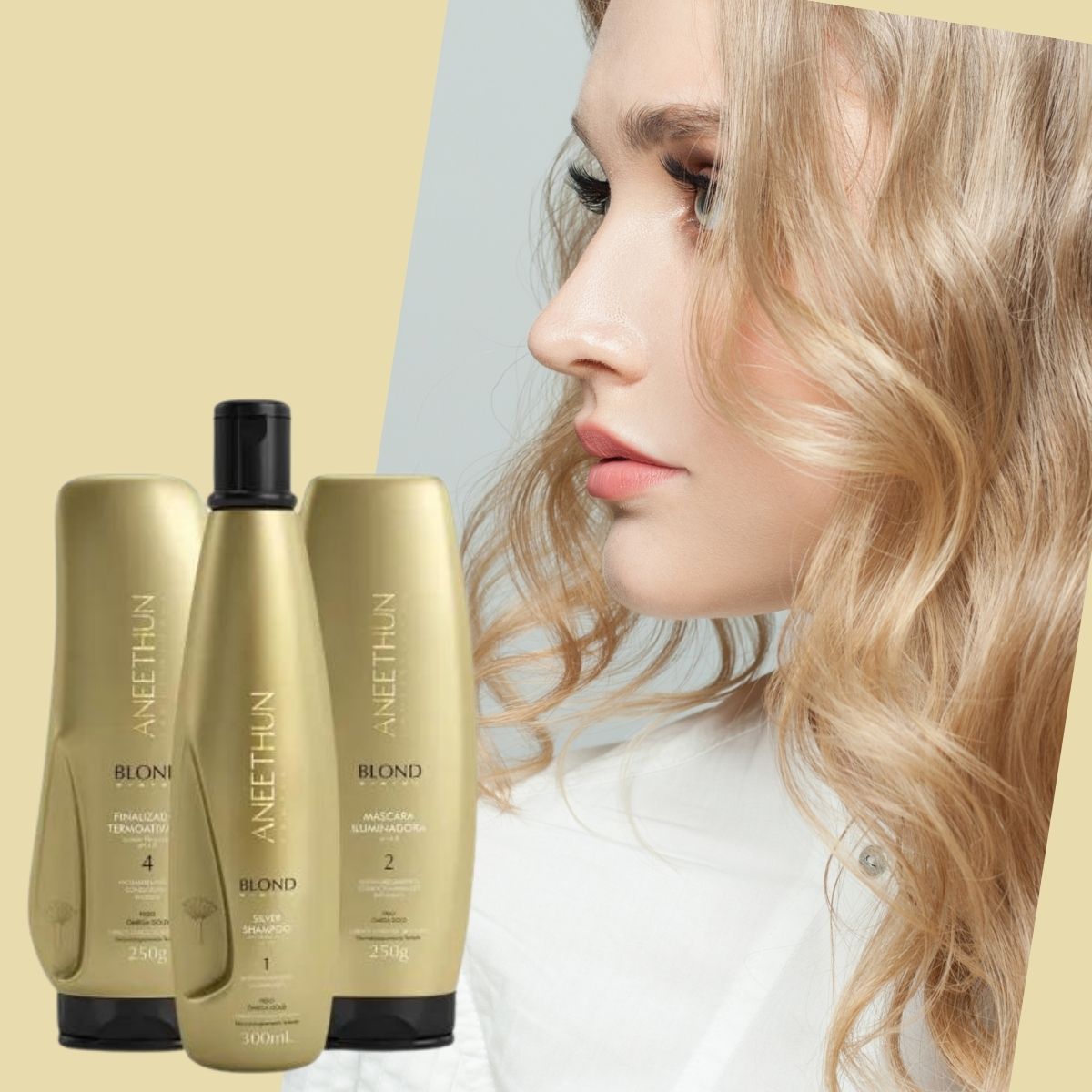 Kit Aneethun Blond Shampoo Silver 300 ml + Máscara 250 g + Finalizador 250 g