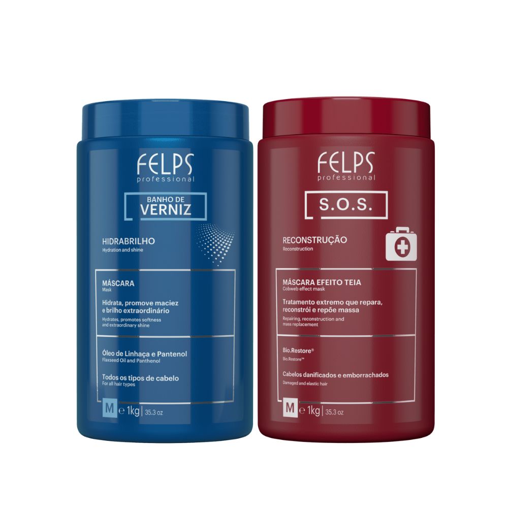 Kit Felps Cronograma Lumiforce (S.O.S.+ Banho de Verniz 2 x 1 Litro)