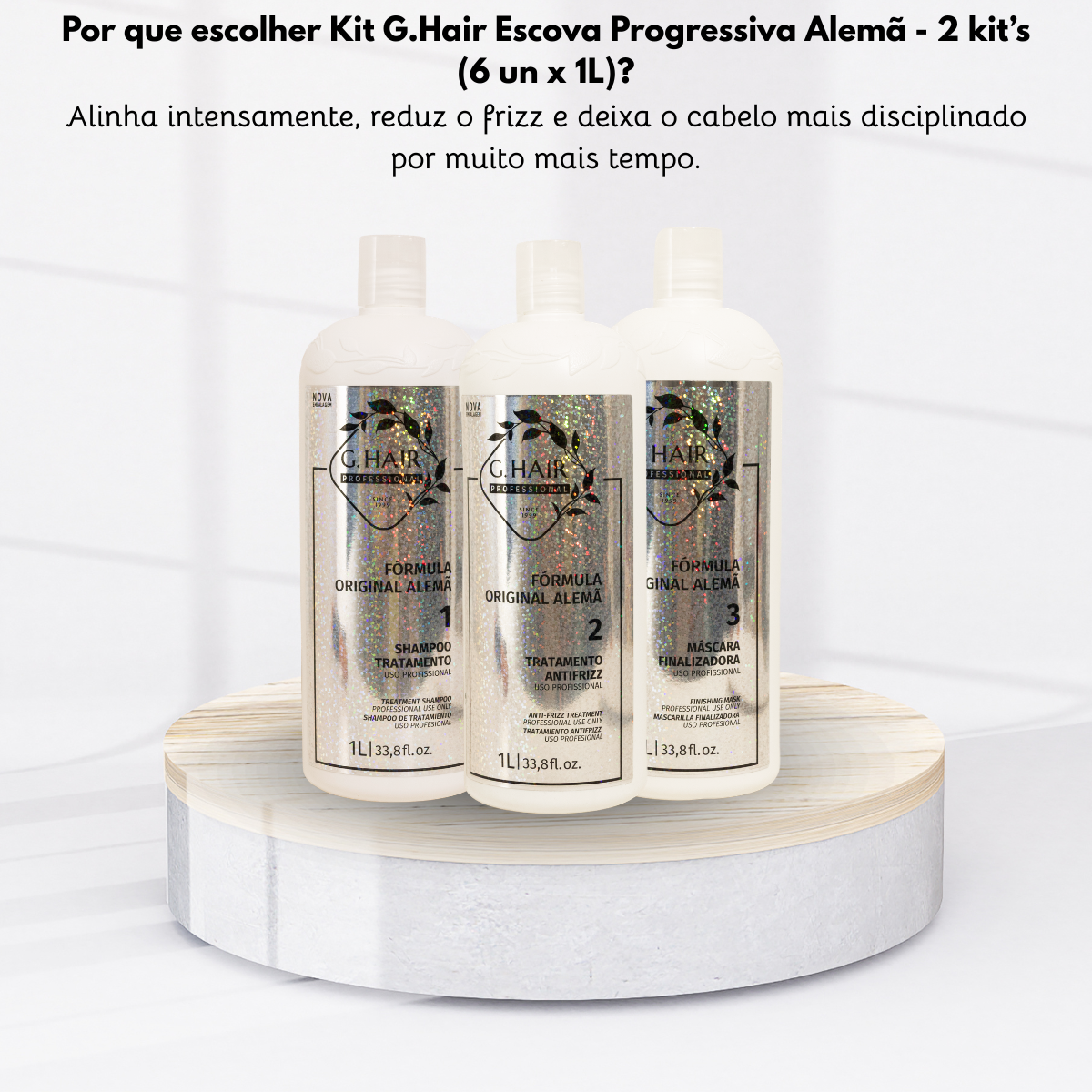 Kit G.Hair Escova Progressiva Alemã 2 (3 x 1 Litro)