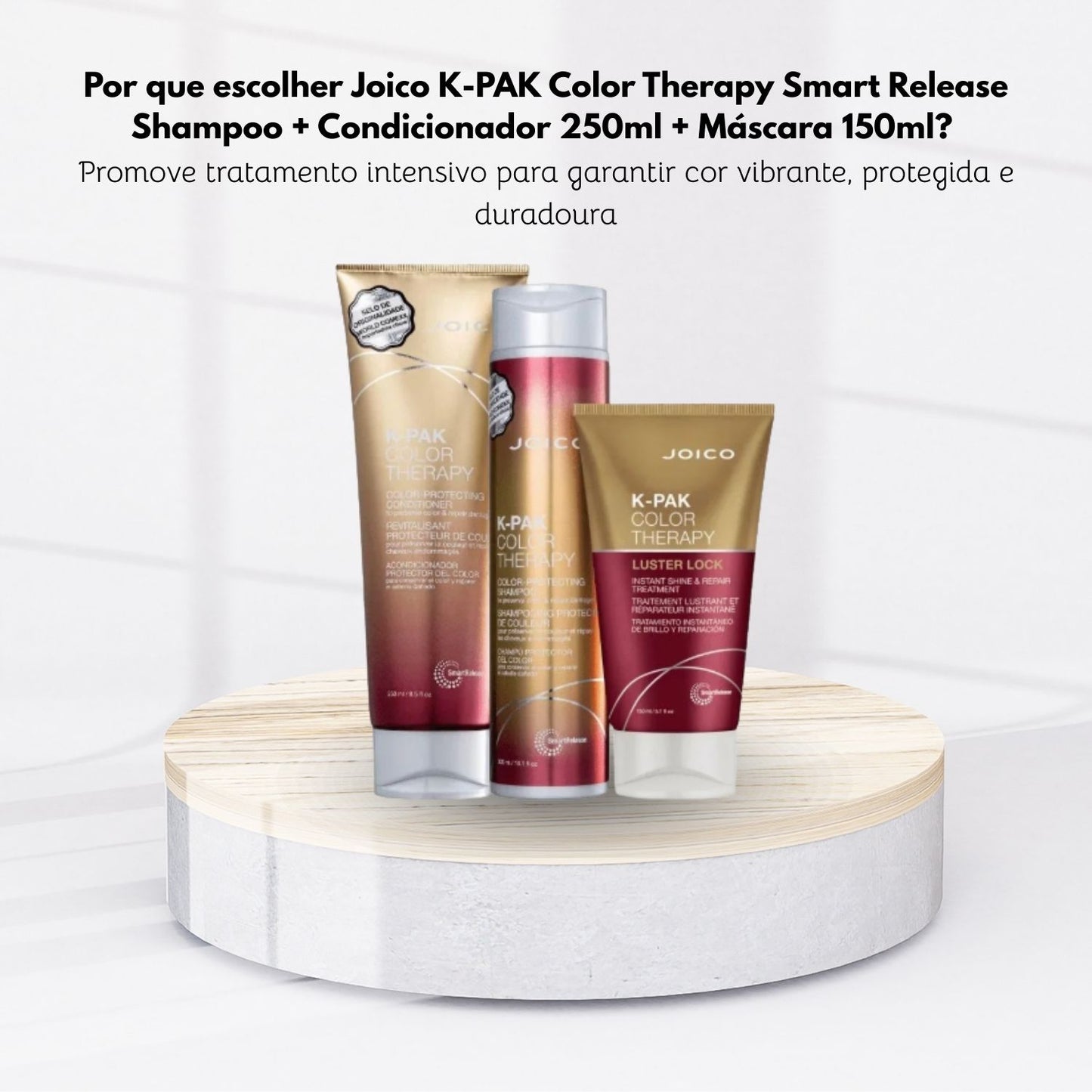 Kit Joico K-PAK Color Therapy Smart Release Shampoo + Condicionador 250 ml + Máscara 150 ml