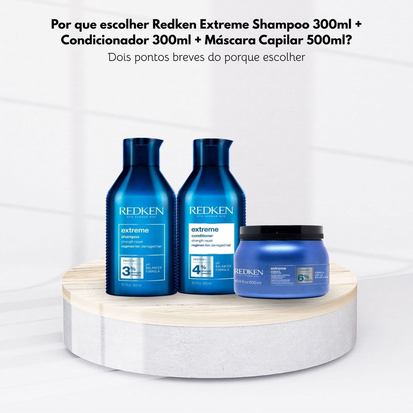 Kit Redken Extreme Shampoo 300 ml + Condicionador 300 ml + Máscara Capilar 500 ml