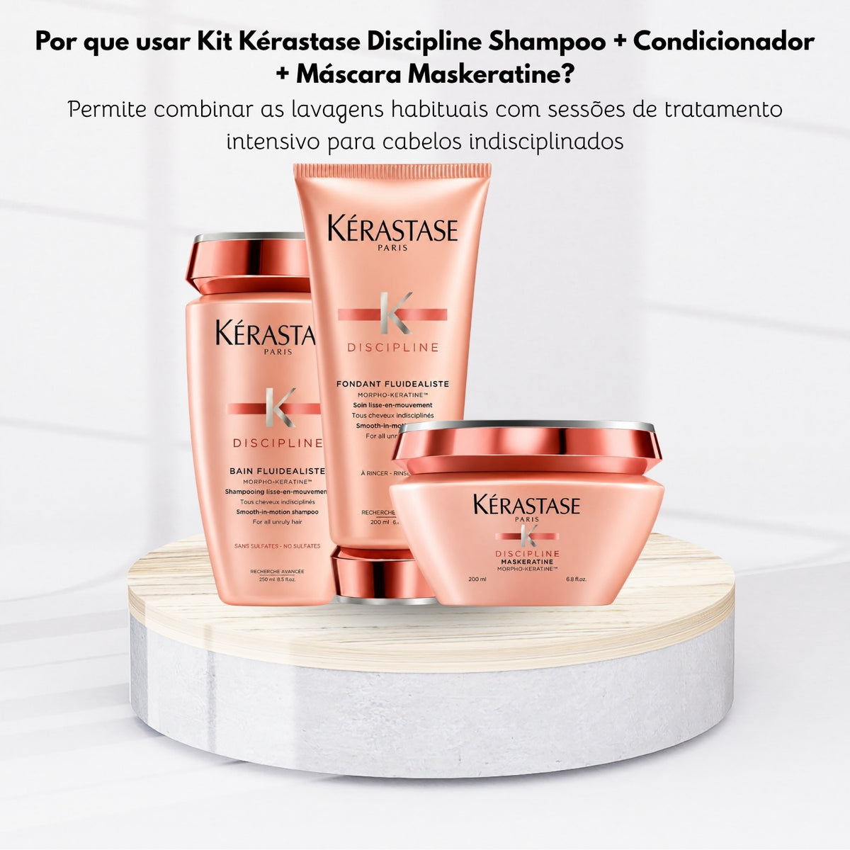Kit Kérastase Discipline Shampoo 250 ml + Condicionador 200 ml + Máscara Maskeratine 200 ml