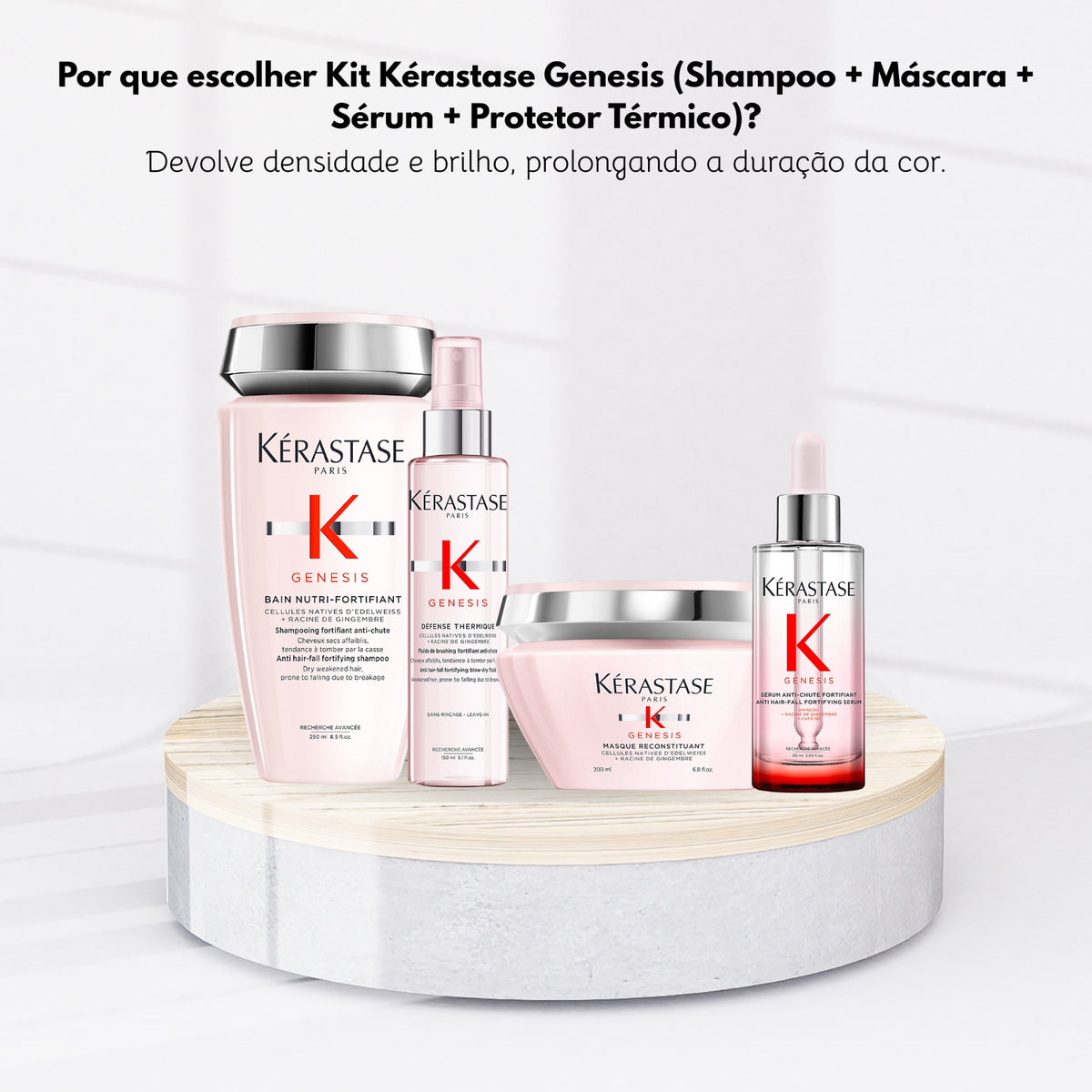 Kit Kérastase Genesis (Shampoo + Máscara + Sérum + Protetor Térmico)