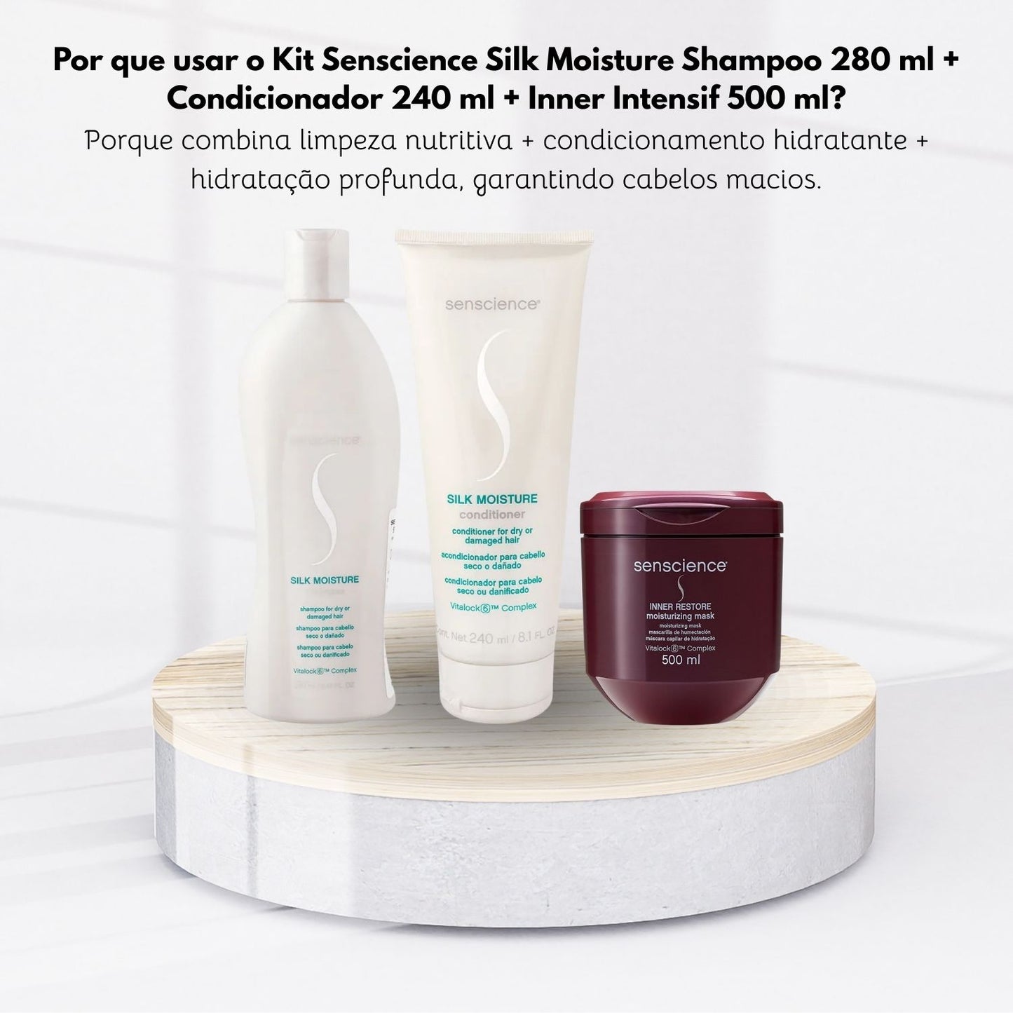 Kit Senscience Silk Moisture Shampoo 280 ml + Condicionador 240 ml + Inner Intensif 500 ml