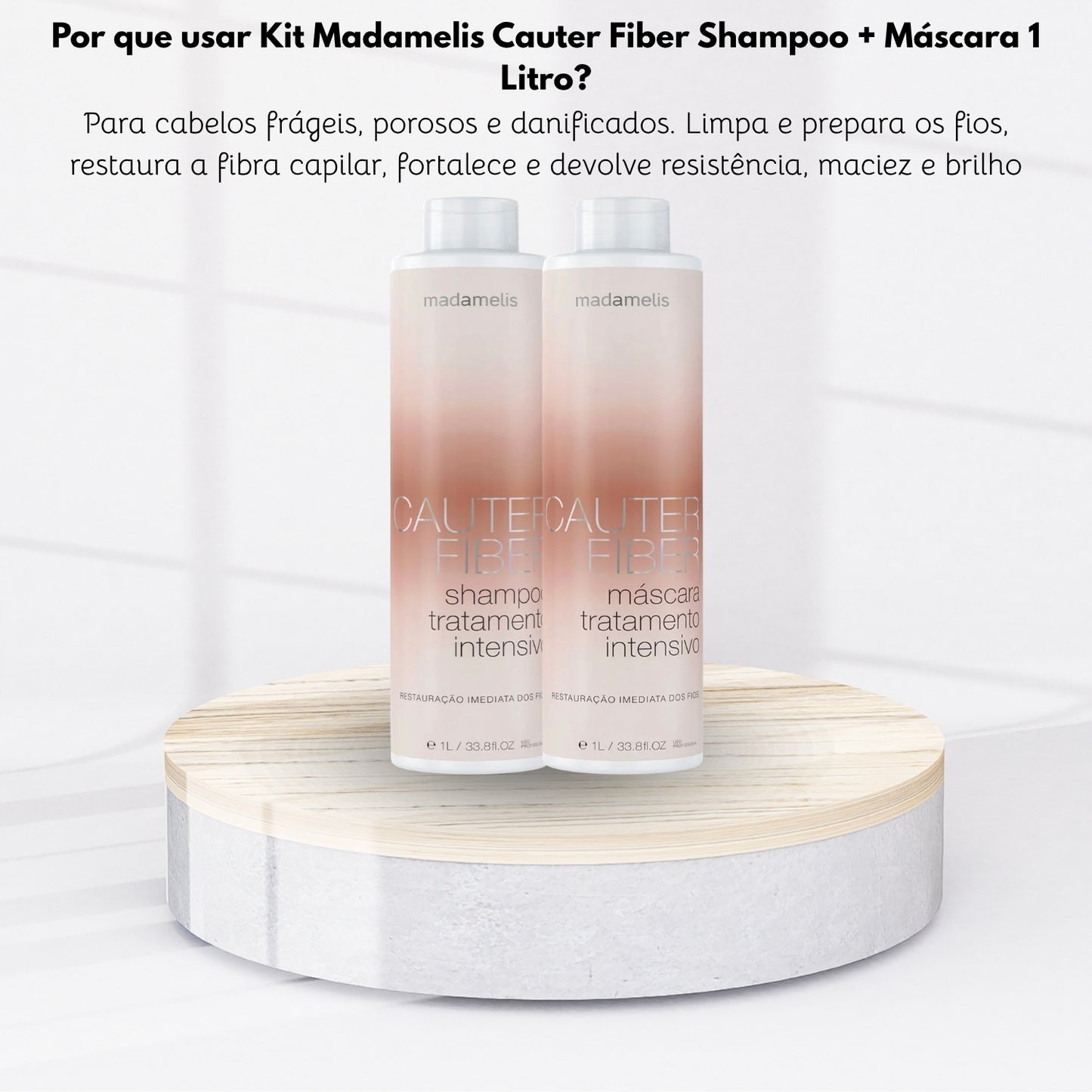 Kit Madamelis Cauter Fiber Shampoo + Máscara 1 Litro