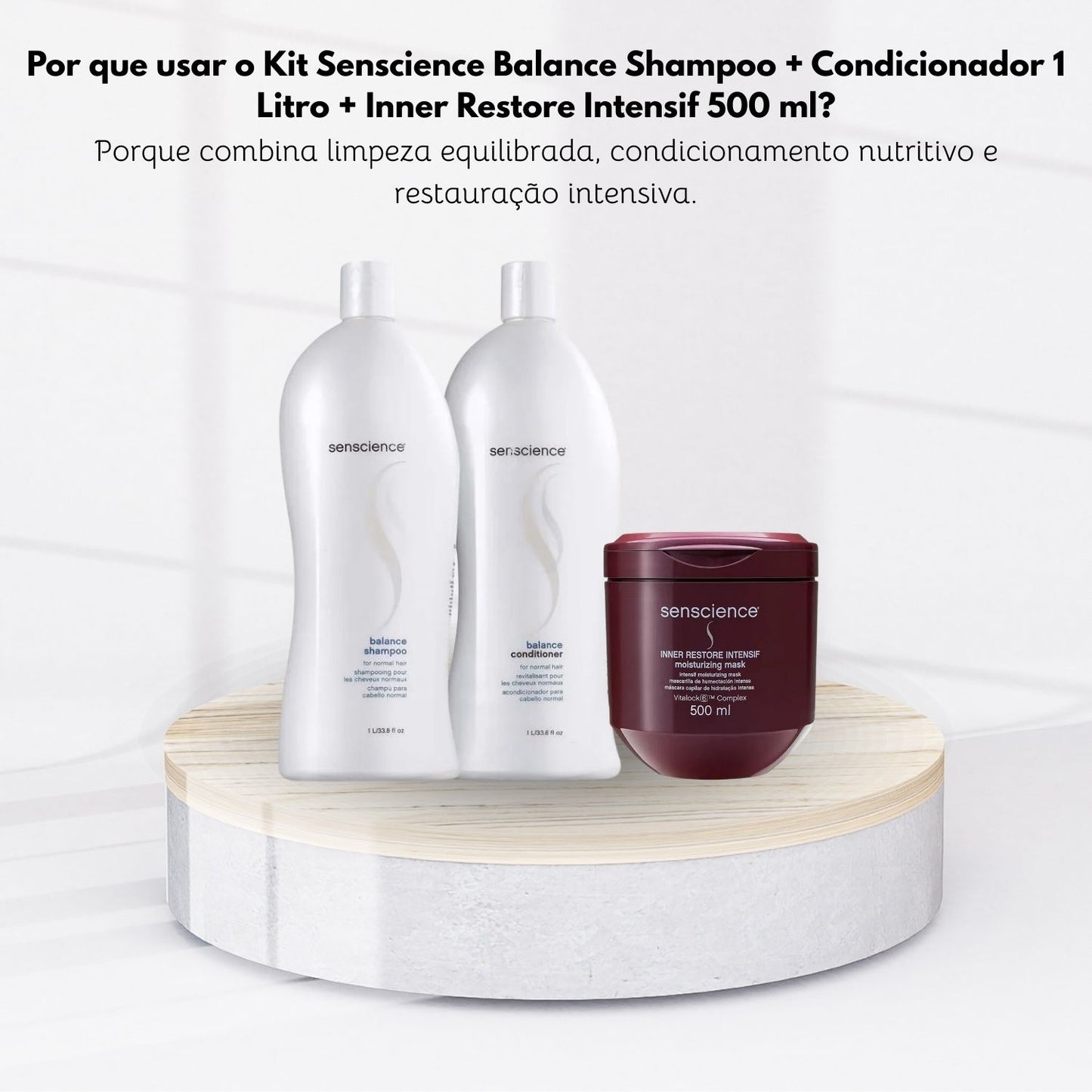 Kit Senscience Balance Shampoo + Condicionador 1 Litro + Inner Restore Intensif 500 ml