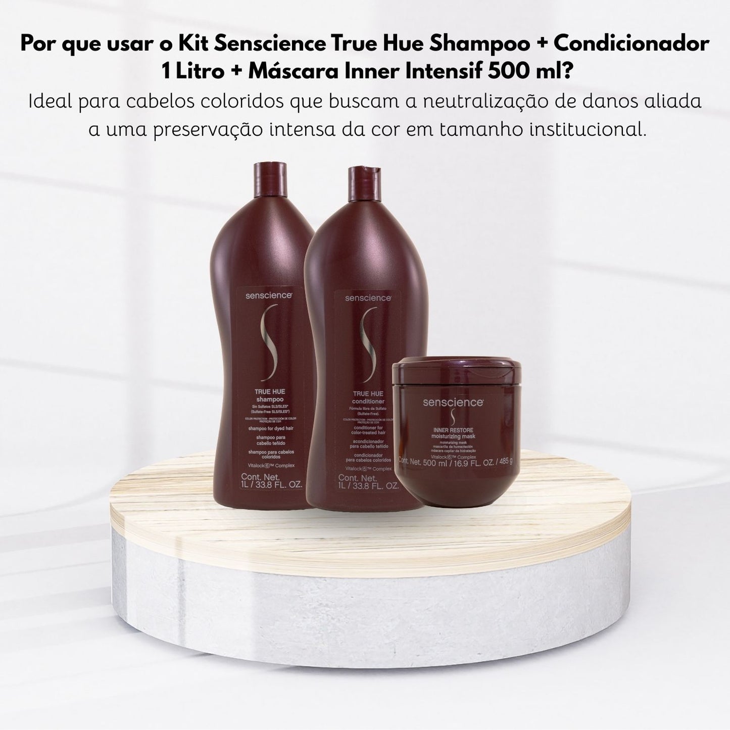 Kit Senscience True Hue Shampoo + Condicionador 1 Litro + Máscara Inner Intensif 500 ml