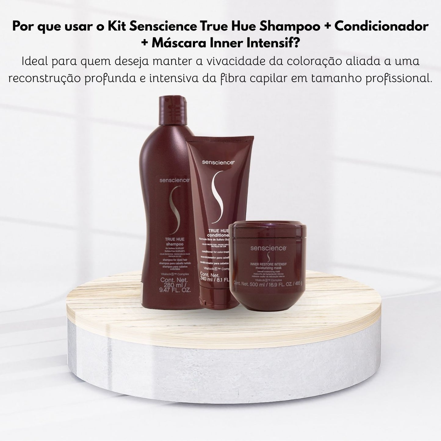 Kit Senscience True Hue Shampoo 280 ml + Condicionador 240 ml + Máscara Inner Intensif 500 ml