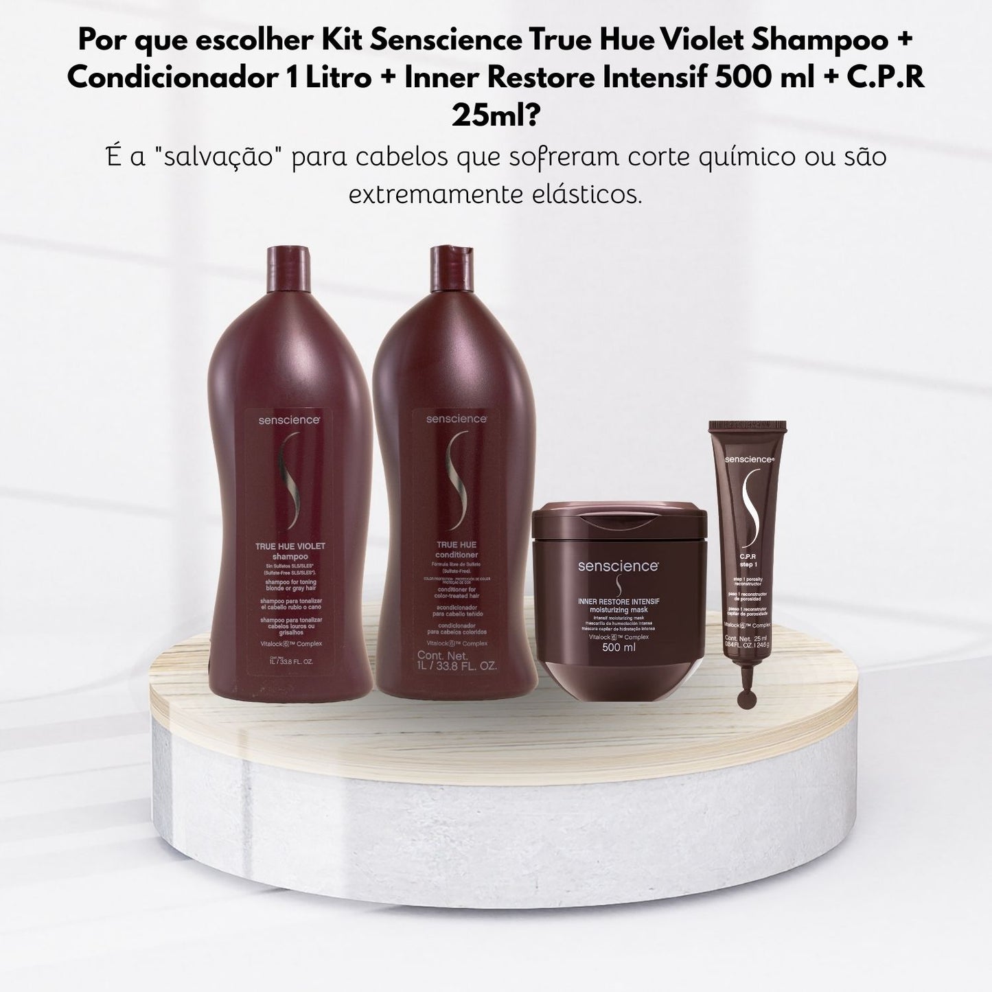 Kit Senscience True Hue Violet Shampoo + Condicionador 1 Litro + Inner Restore Intensif 500 ml + C.P.R 25 ml