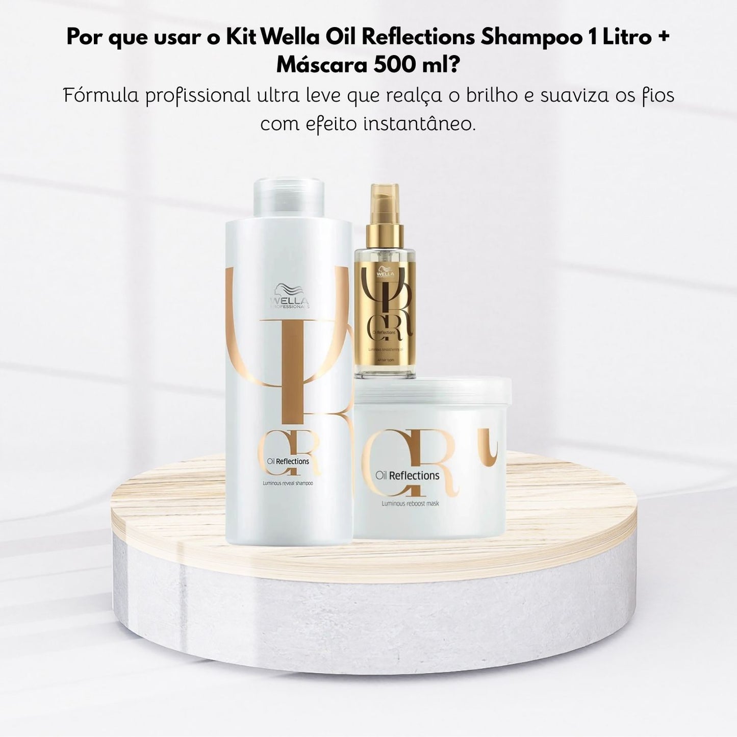 Kit Wella Oil Reflections Shampoo 1 Litro + Máscara 500 g + Oleo Reflections 100 ml