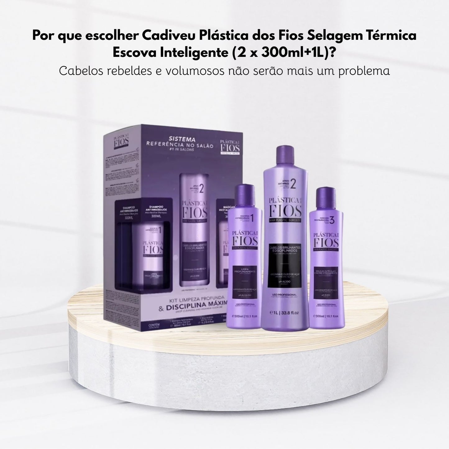 Progressiva Cadiveu Plástica dos Fios Selagem Térmica Escova Inteligente (2 x 300 ml+1 Litro)