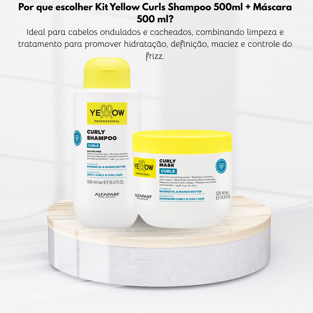 Kit Yellow Curls Shampoo + Máscara 500 ml
