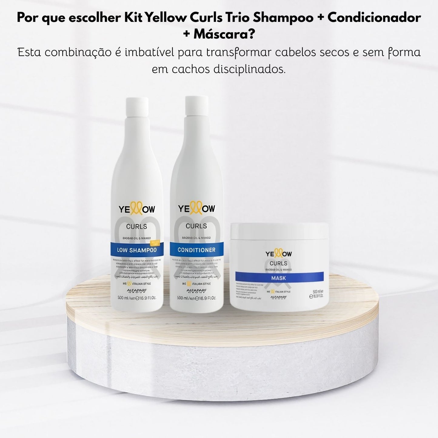 Kit Yellow Curls Trio Shampoo + Condicionador + Máscara