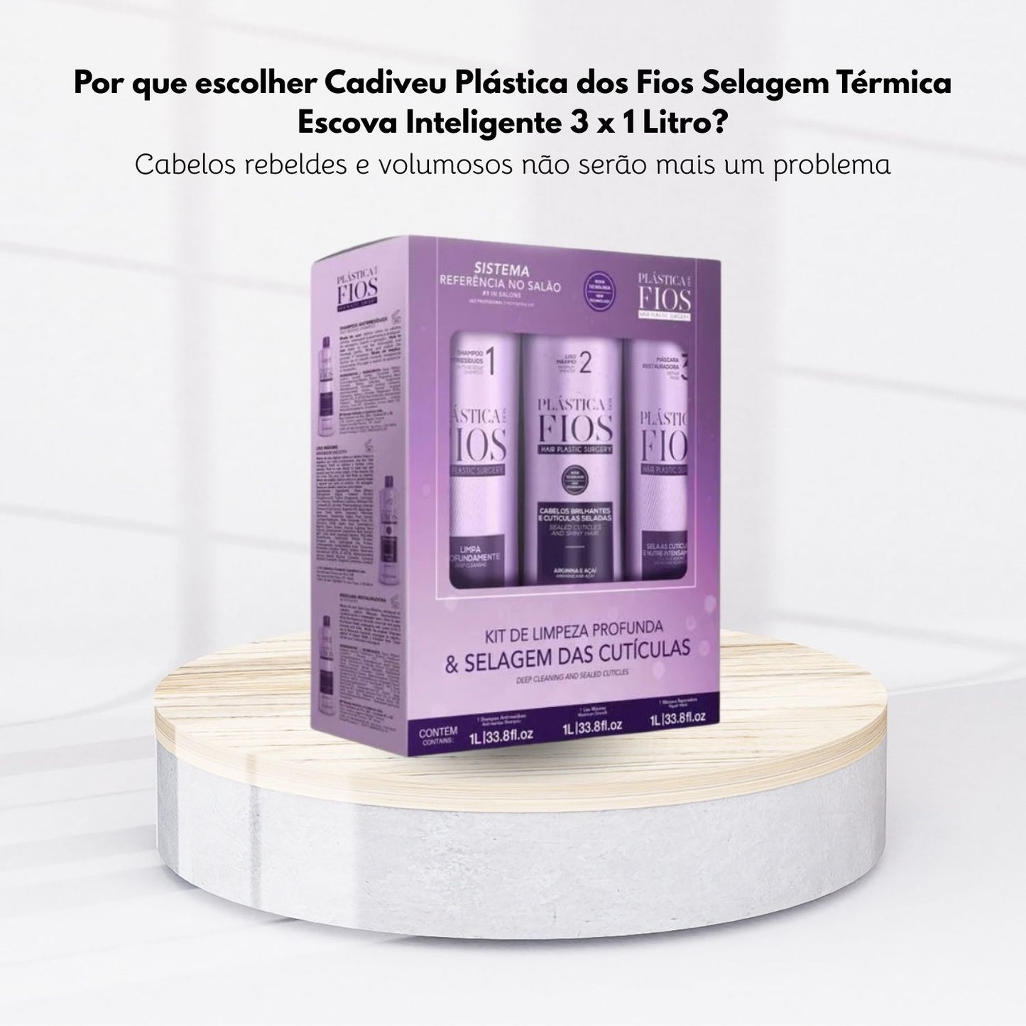 Progressiva Cadiveu Plástica dos Fios Selagem Térmica Escova Inteligente 3 x 1 Litro