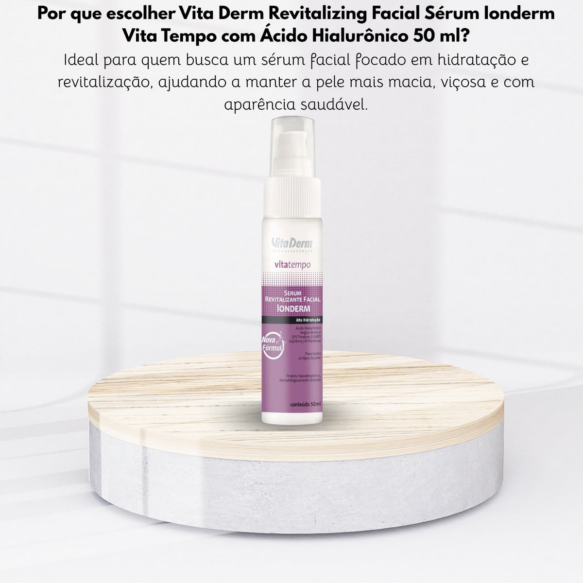 Vita Derm Revitalizing Facial Sérum Ionderm Vita Tempo com Ácido Hialurônico 50 ml