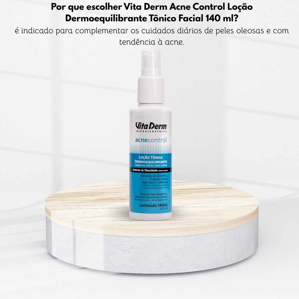 Vita Derm Acne Control Loção Dermoequilibrante Tônico Facial 140 ml