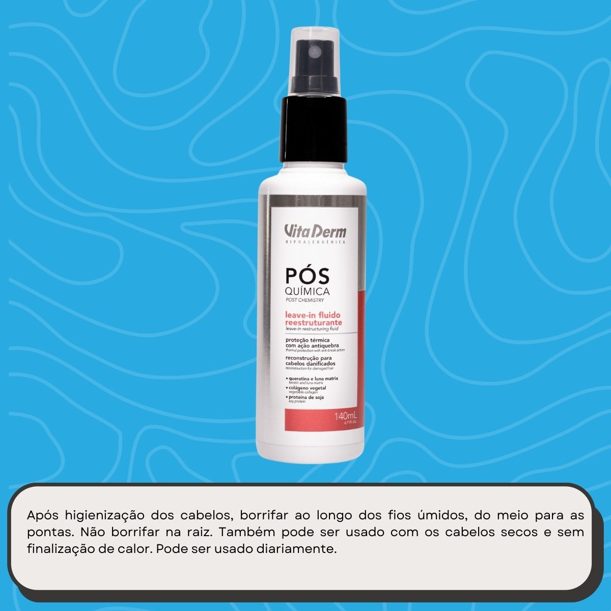 Leave-in Vita Derm Fluído Reestruturante Pós Química 140 ml