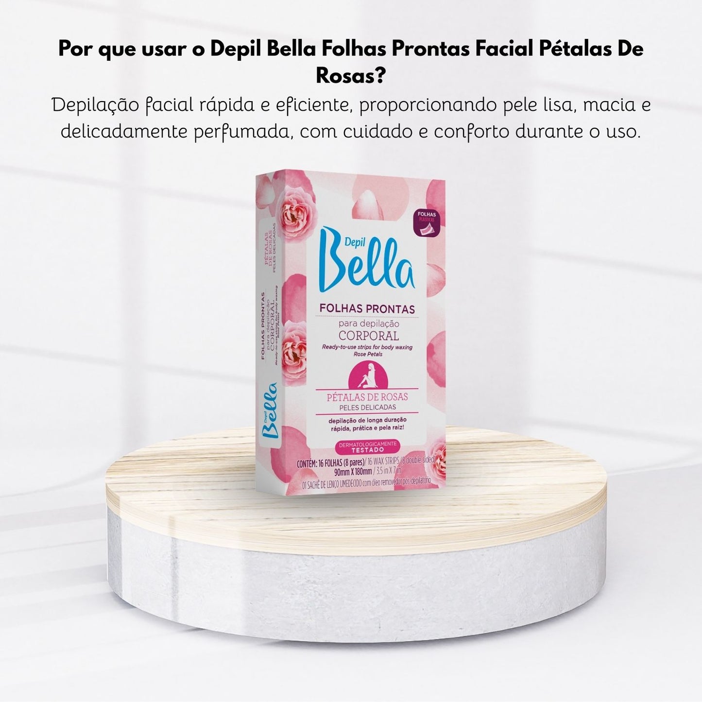 Depil Bella Folhas Prontas para Depilação Corporal Pétalas de Rosas 16 Unidades