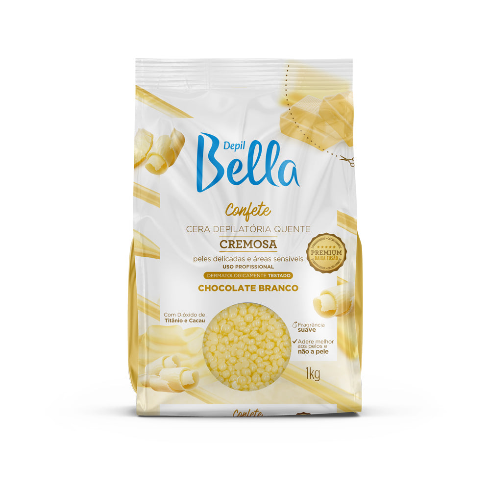 Cera Depilatória Depil Bella Quente Confete Chocolate Branco 1000 g