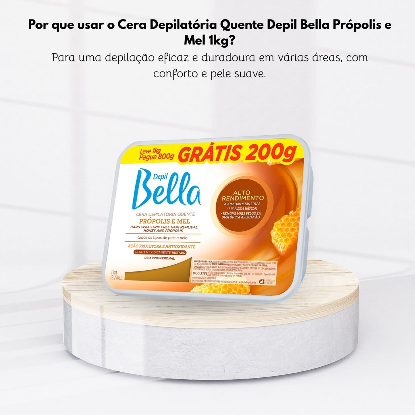 Cera Depilatória Depil Bella Própolis e Mel 800 g