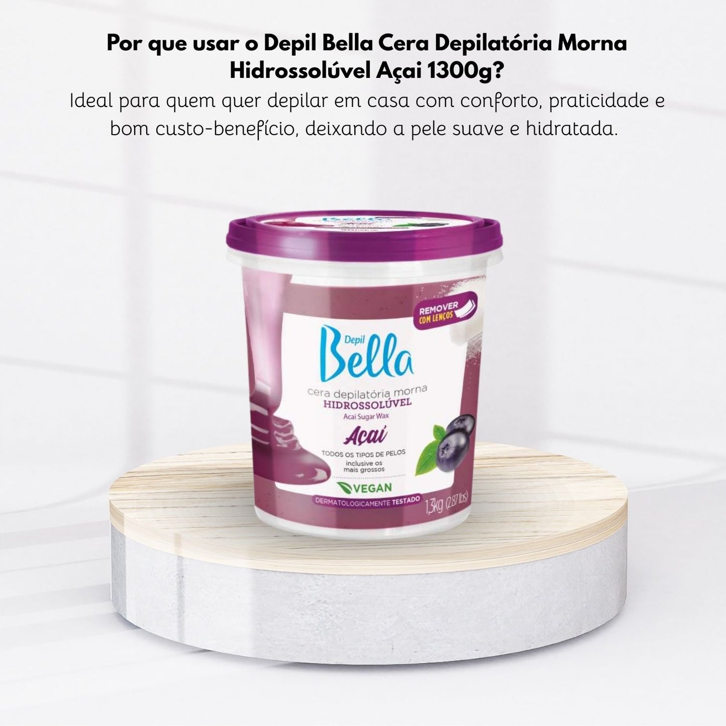 Cera Depilatória Depil Bella Morna Hidrossolúvel Açai 1300 g