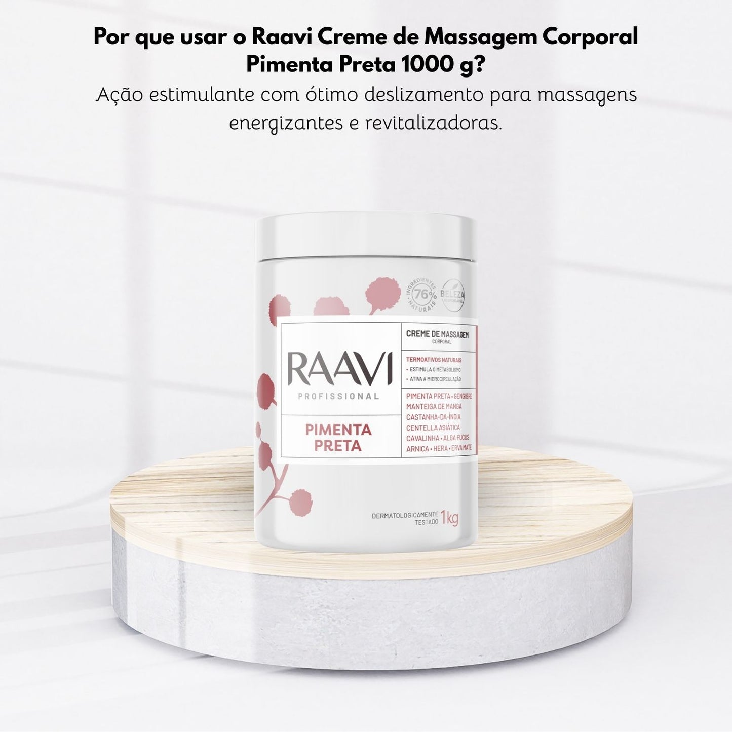 Raavi Creme de Massagem Corporal Pimenta Preta 1000 g