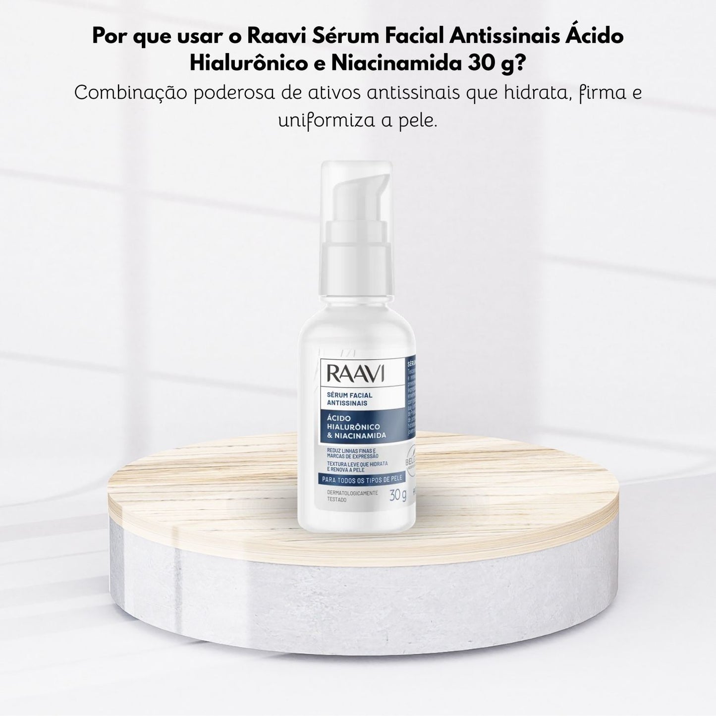Raavi Sérum Facial Antissinais Ácido Hialurônico e Niacinamida 30 g