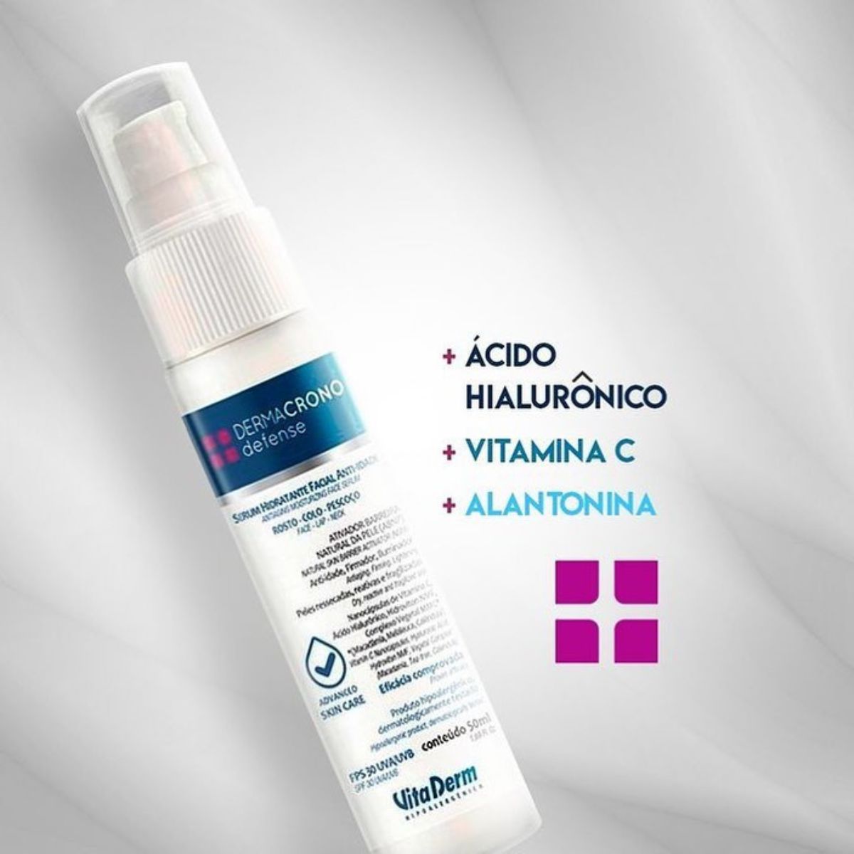 Vita Derm Hipoalergênica Dermacrono Serum Hidratante com Ácido Hialurônico 50 ml