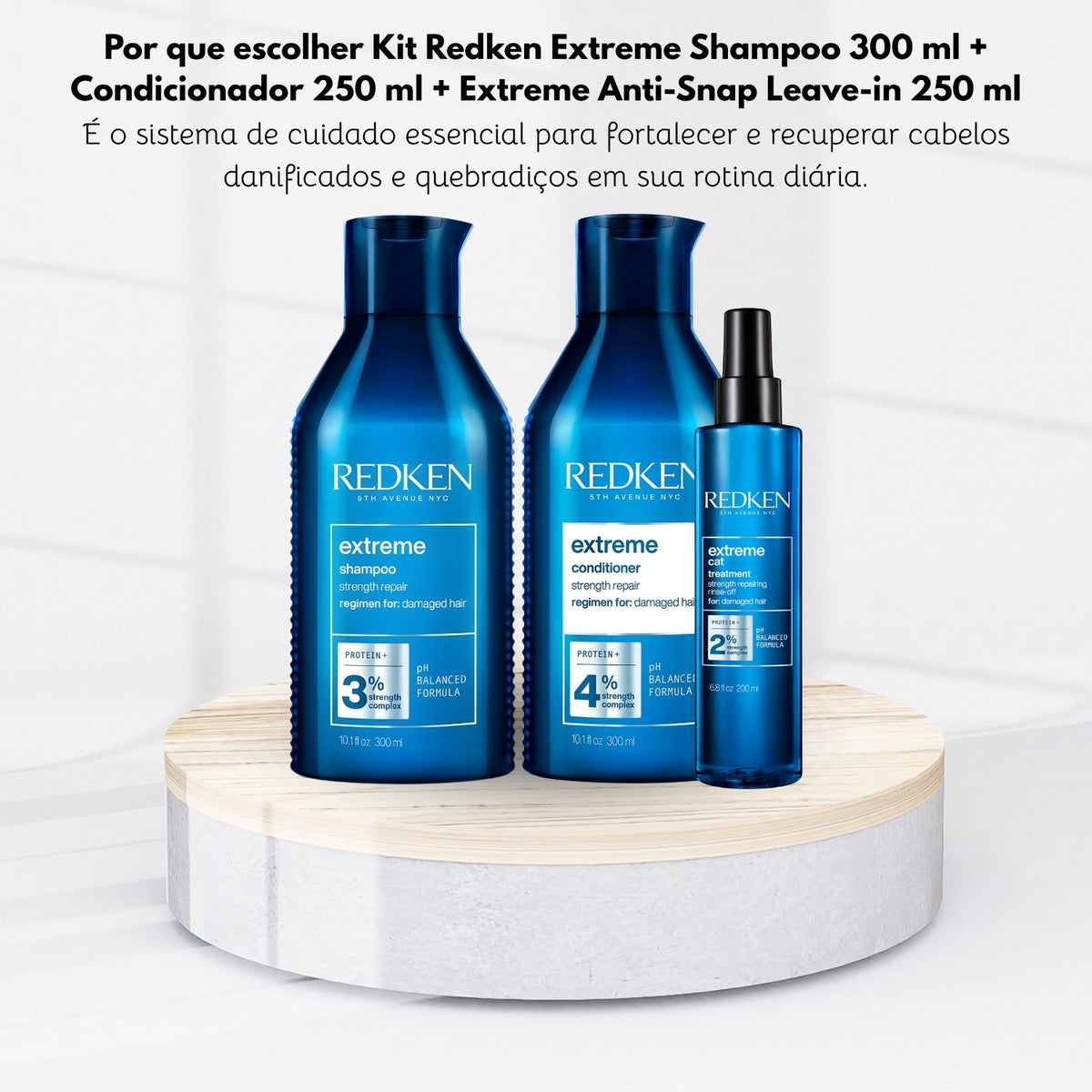 Kit Redken Extreme Shampoo 300 ml + Condicionador 250 ml + Extreme Anti-Snap Leave-in 250 ml