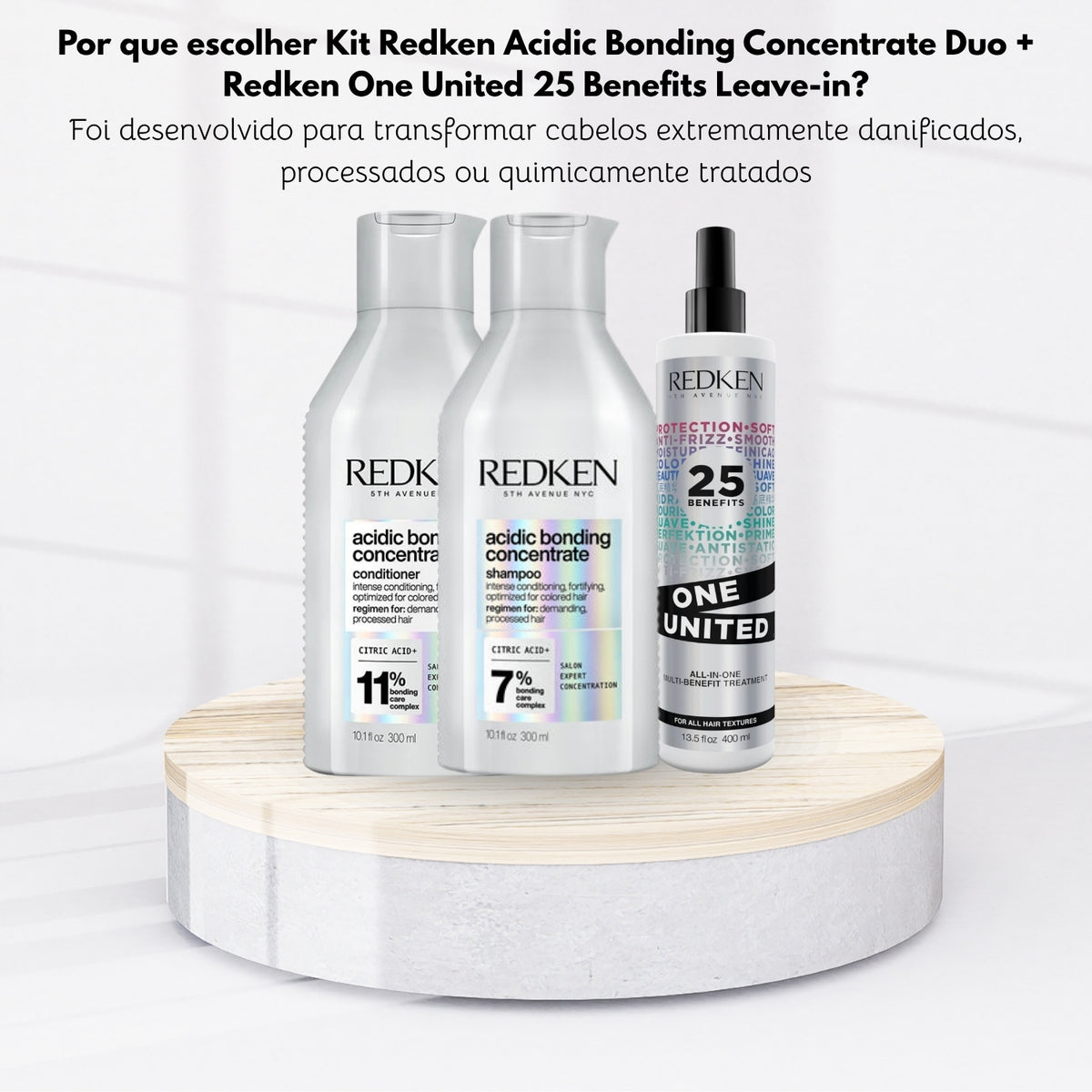 Kit Redken Acidic Bonding Concentrate Duo Pequeno + Redken One United 25 Benefits Leave-in 400 ml