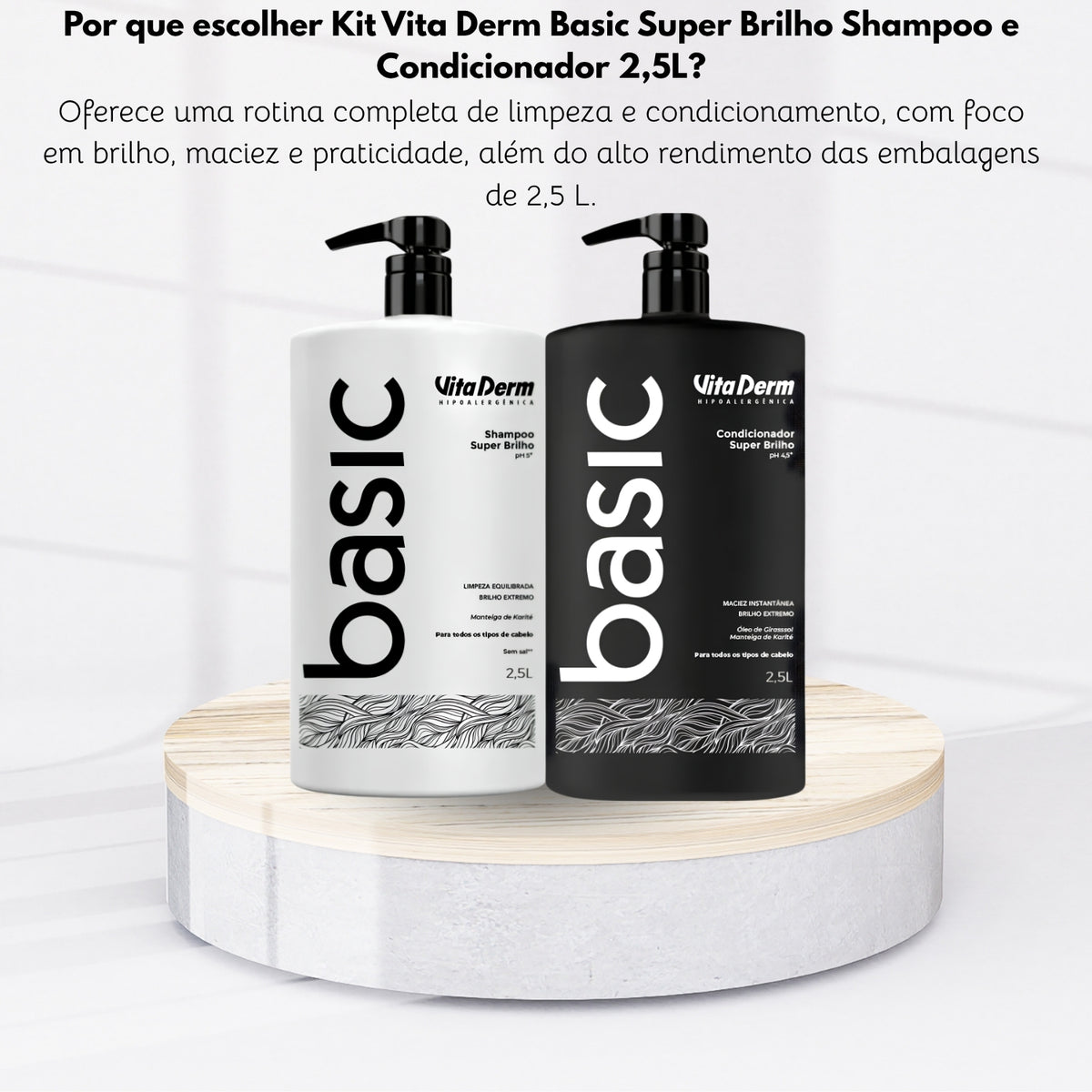 Kit Vita Derm Basic Super Brilho Shampoo e Condicionador 2,5L