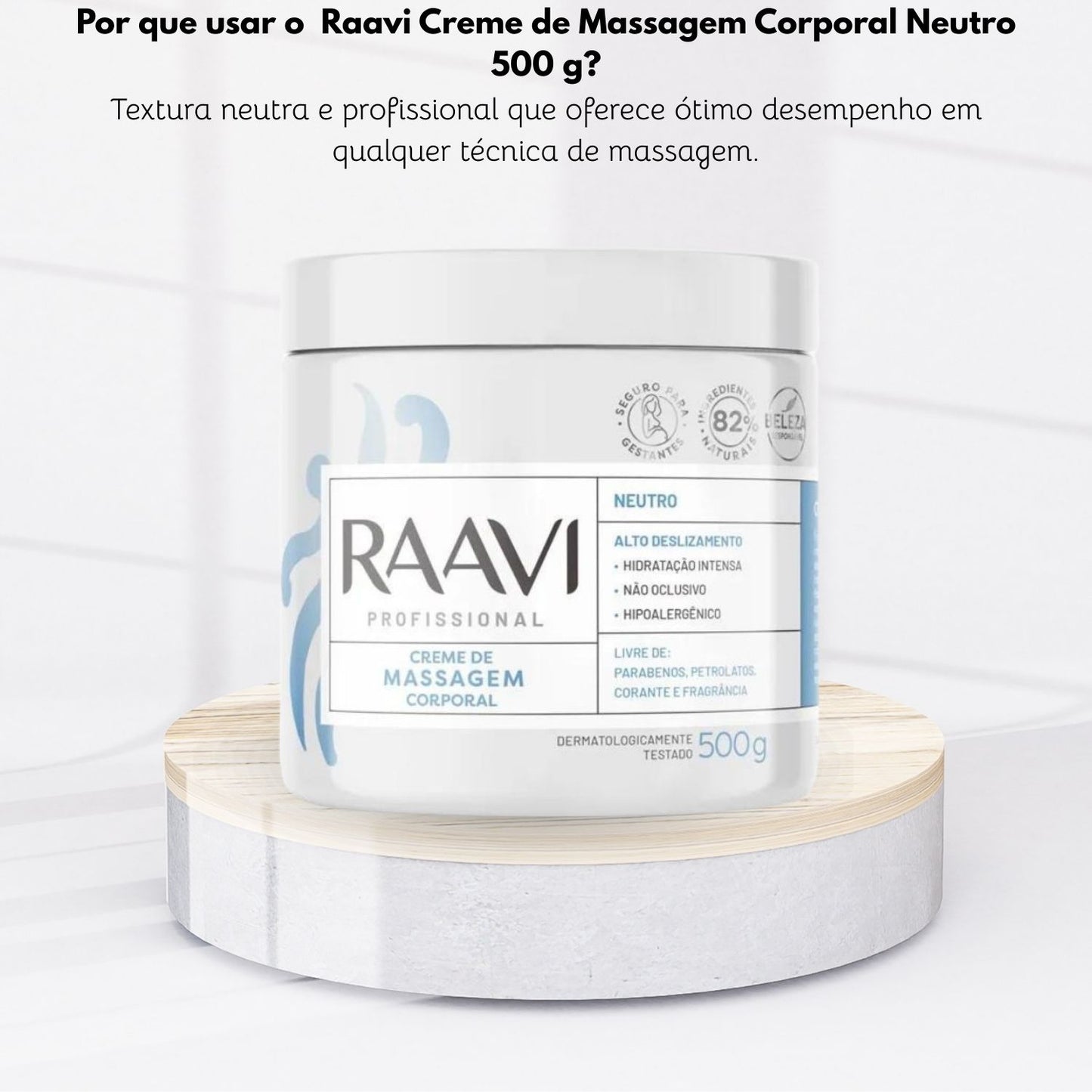 Raavi Creme de Massagem Corporal Neutro 500 g