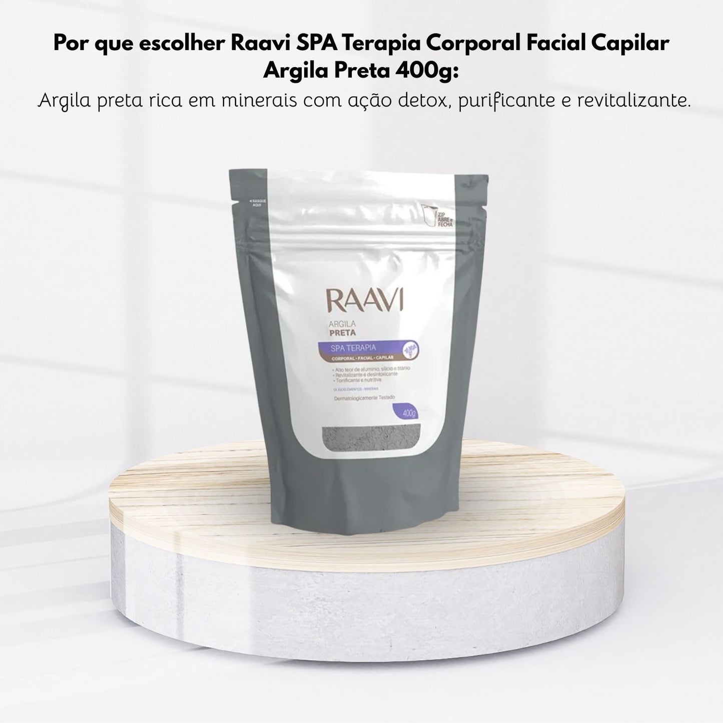 Raavi SPA Terapia Corporal Facial Capilar Argila Preta 400 g
