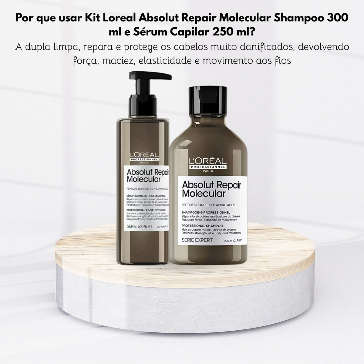 Kit Loreal Absolut Repair Molecular Shampoo 300 ml e Sérum Capilar 250 ml