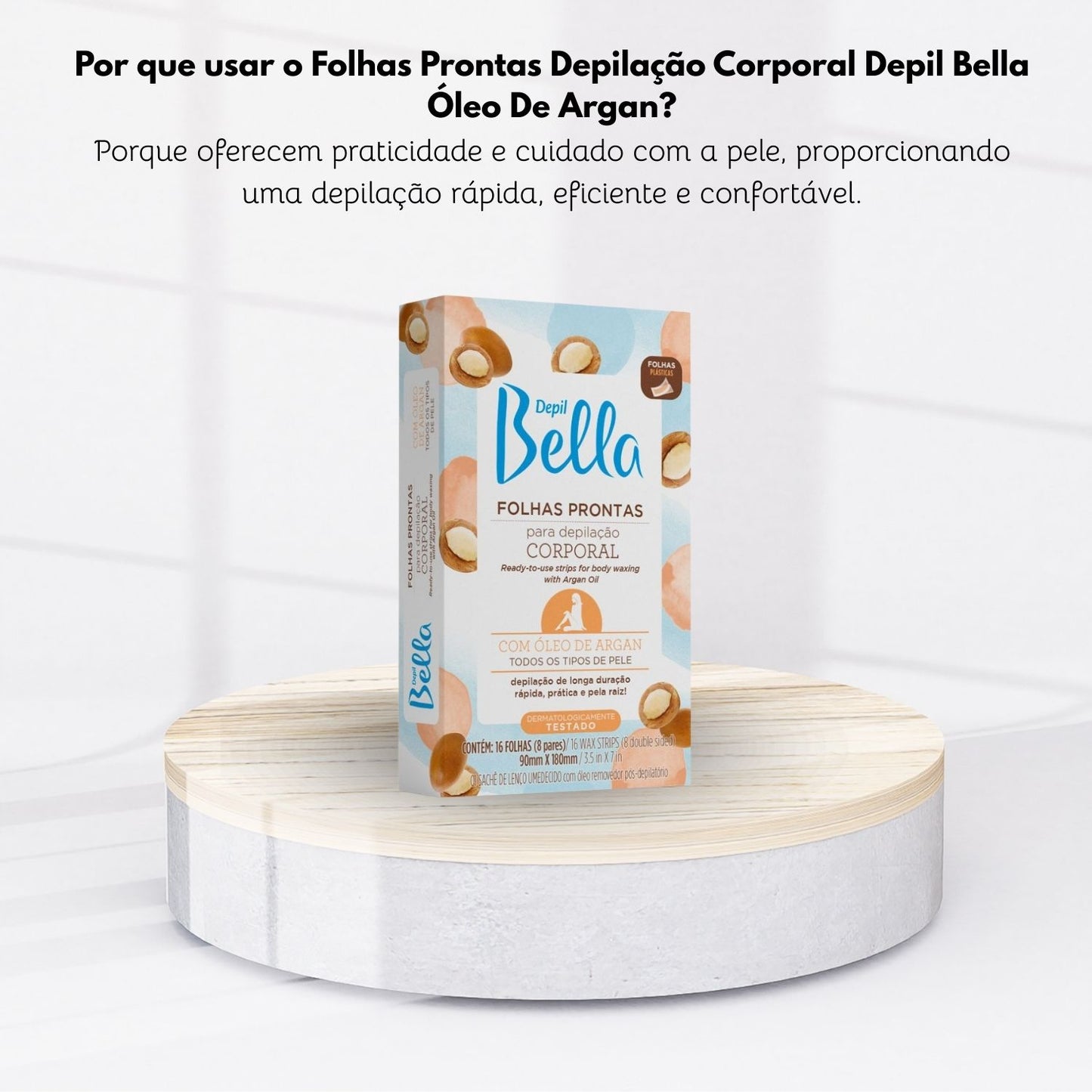 Depil Bella Folhas Prontas para Depilação Corporal Oleo de Argan 16 Unidades