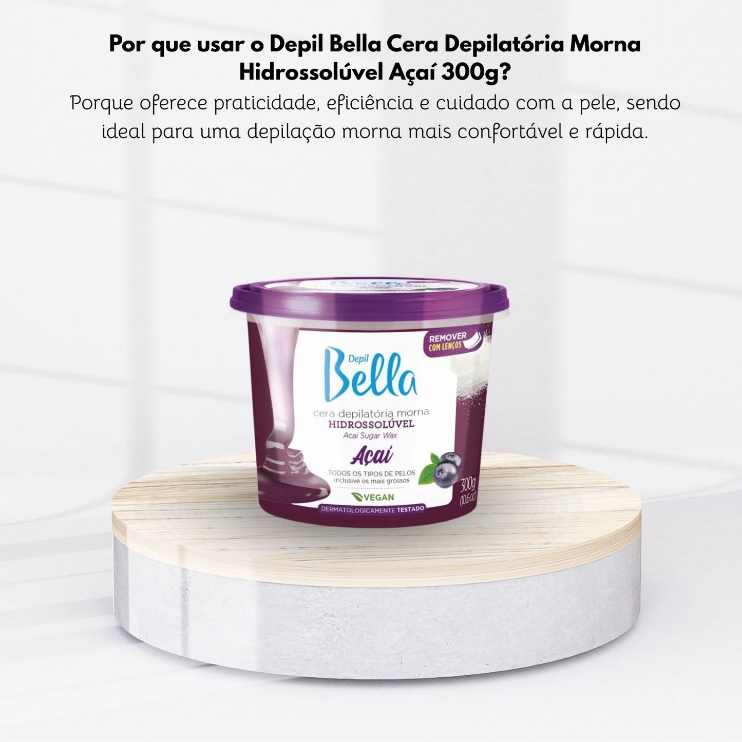 Cera Depilatória Depil Bella Morna Hidrossolúvel Açaí 300 g