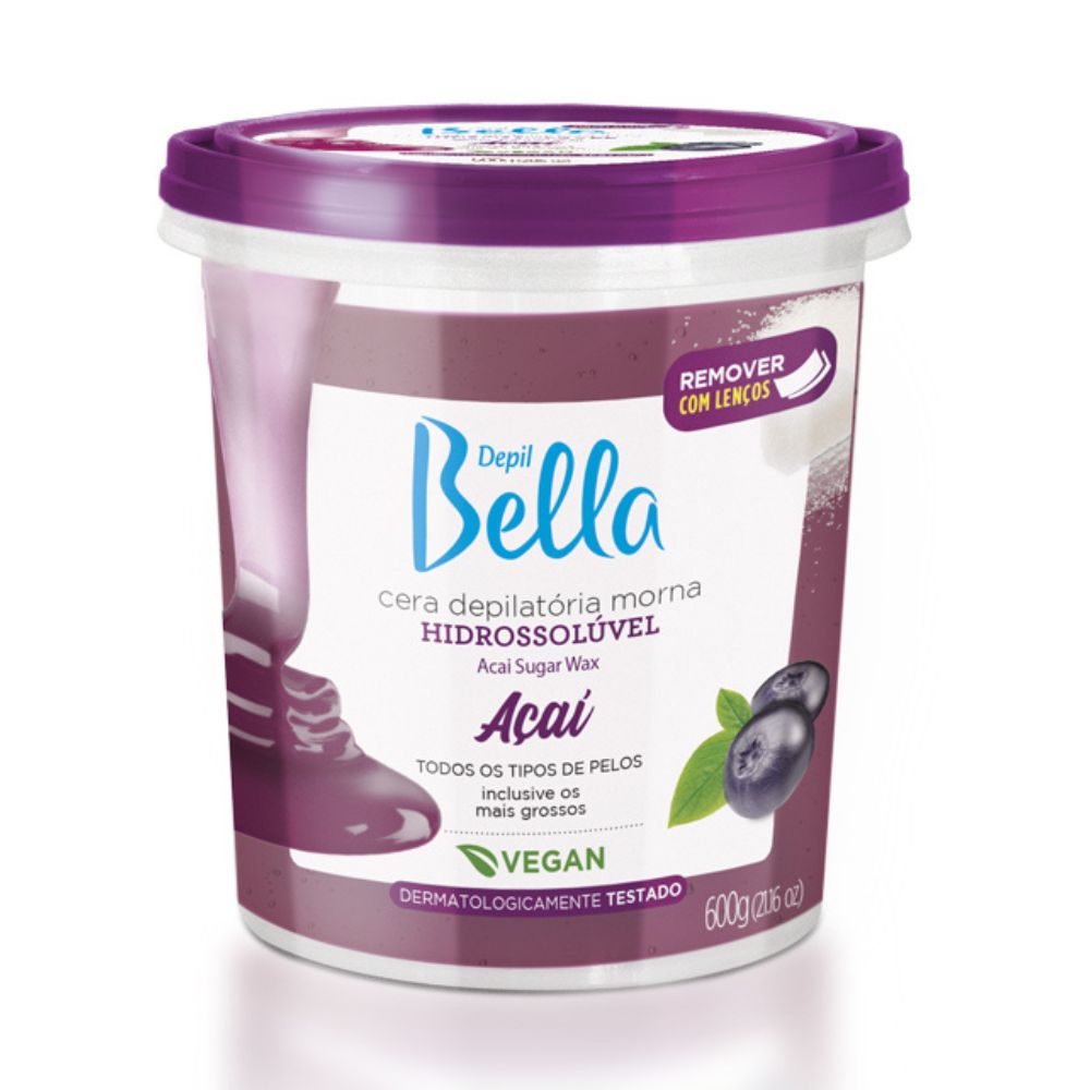 Cera Depilatória Depil Bella Morna Hidrossolúvel Açaí 600 g