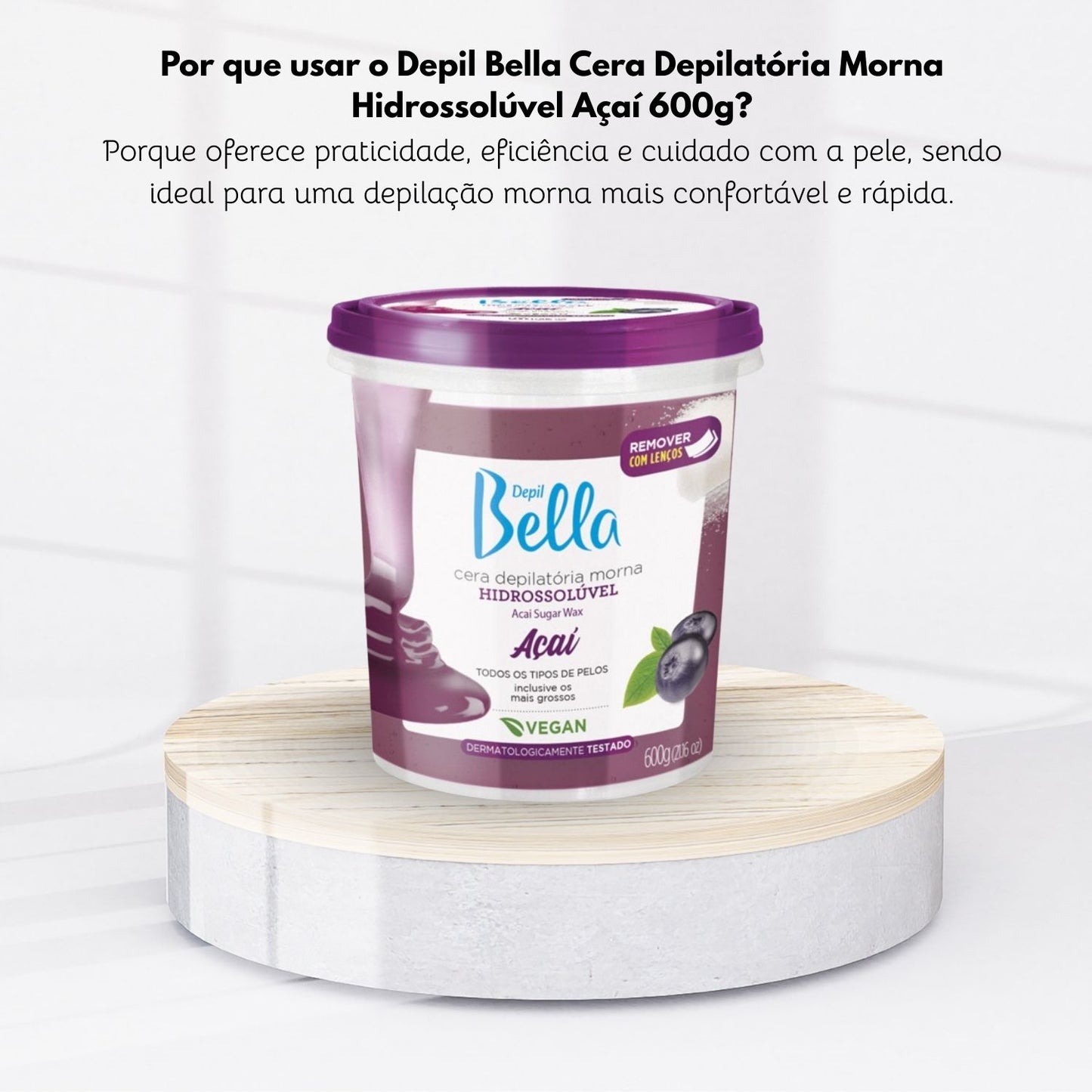 Cera Depilatória Depil Bella Morna Hidrossolúvel Açaí 600 g