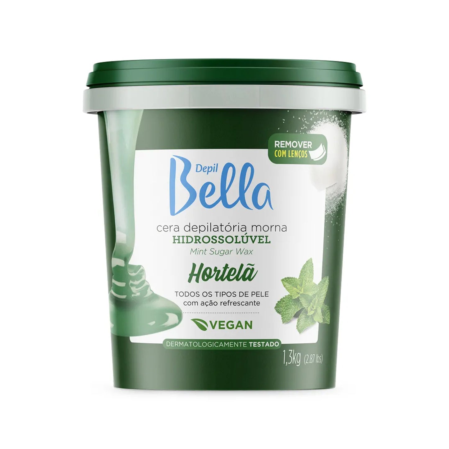 Cera Depilatória Depil Bella Morna Hidrossolúvel Hortelã 1300 g