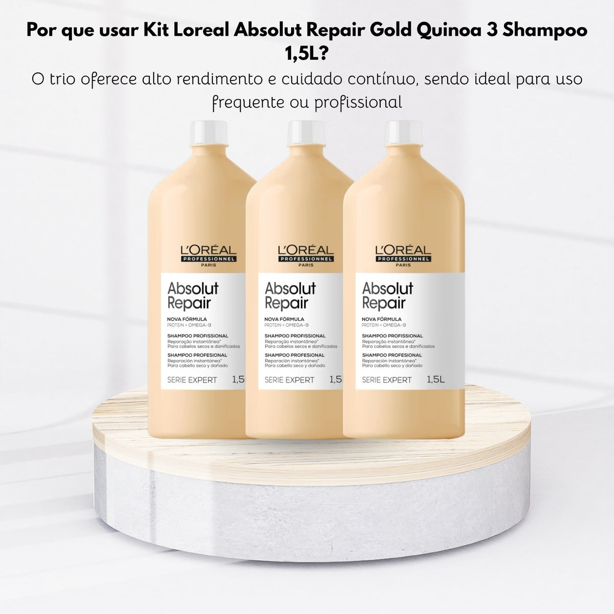 Kit Loreal Absolut Repair Gold Quinoa 3 Shampoo 1,5L