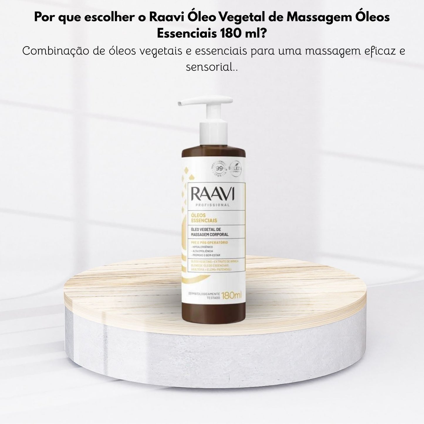 Raavi Oleo Vegetal de Massagem Oleos Essenciais 180 ml