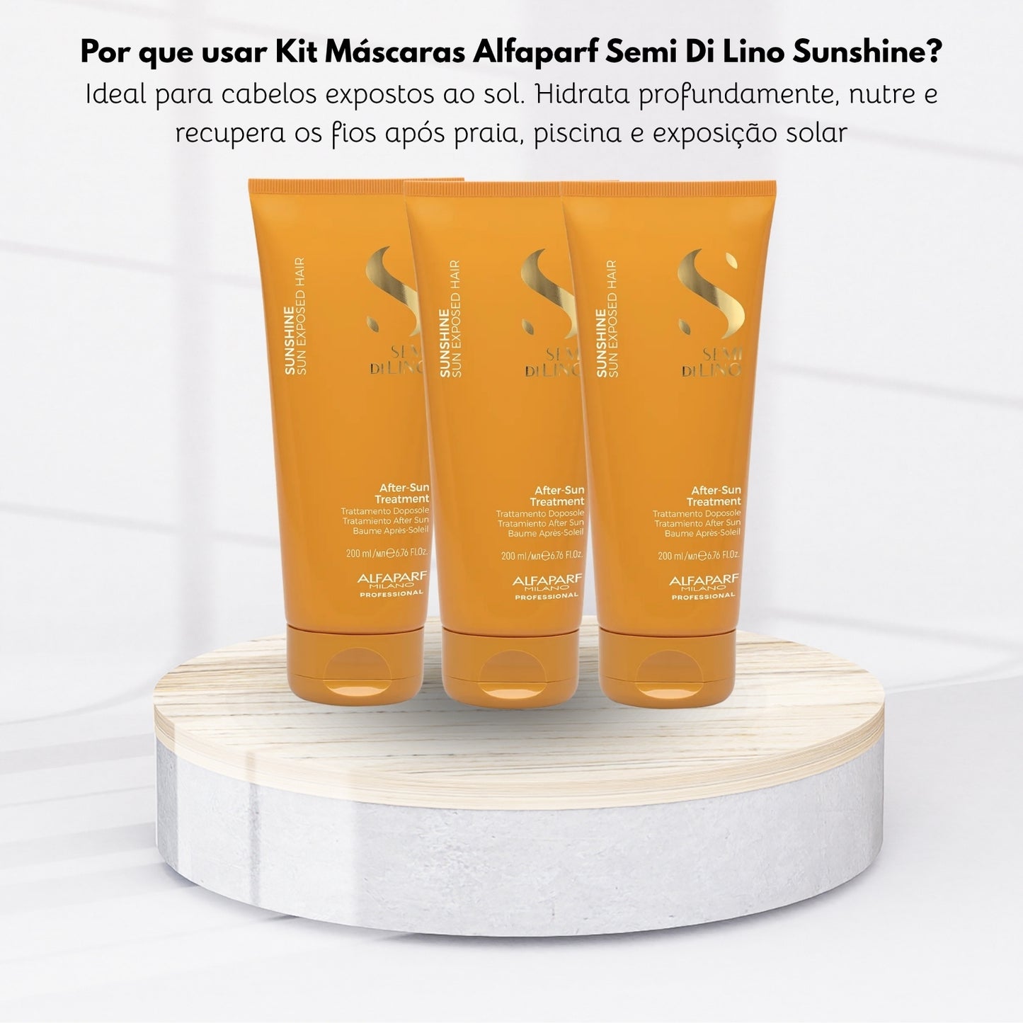 Kit Alfaparf Semi Di Lino Sunshine 3 Máscaras 200 ml